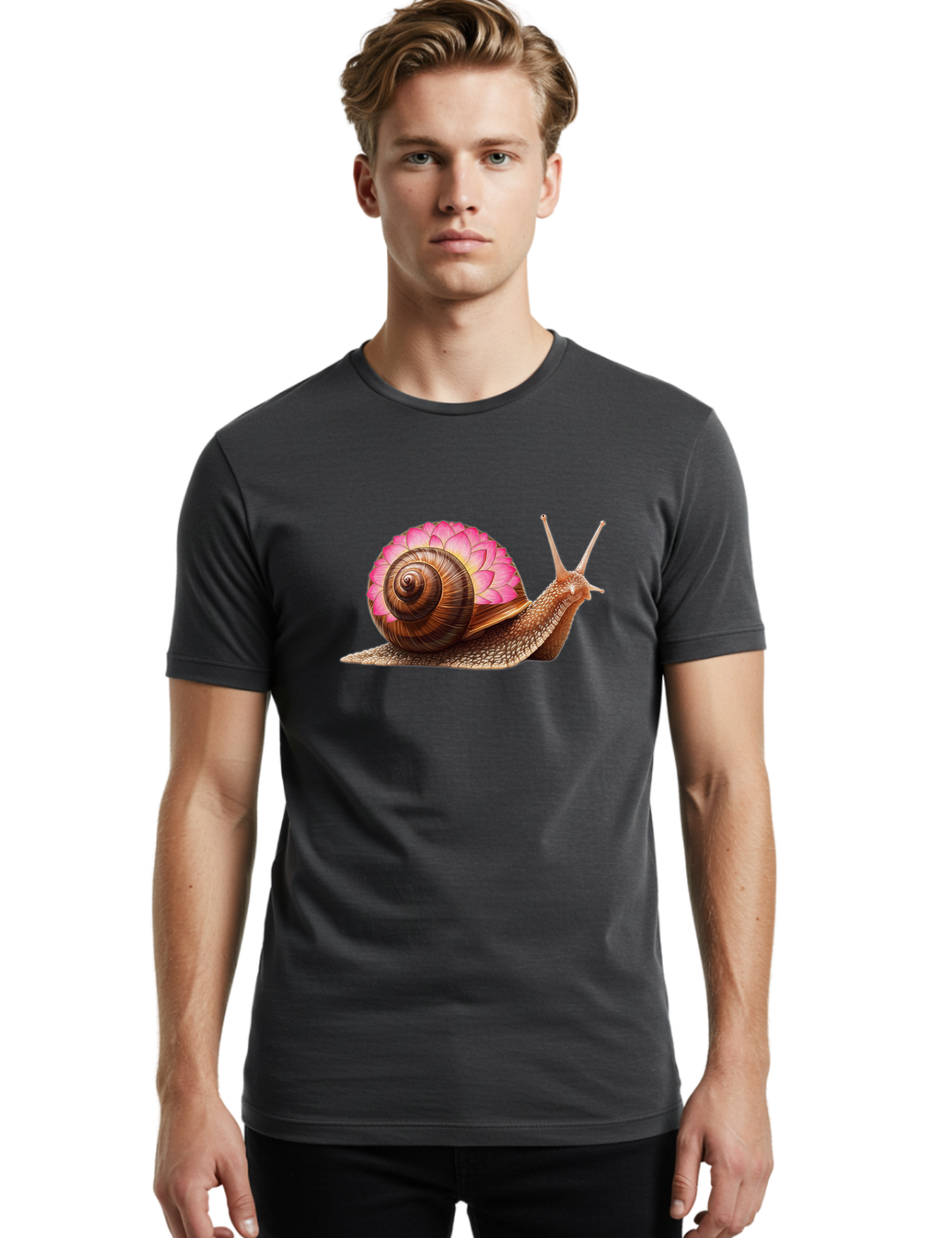 Snail-With-Lotus-Flower-Shell Men'S Graphic Tee, 100% Cotton, Comfortable Casual Summer Wear, Machine Washable, Vintage Camera, Old Camera, Antique Camera, Black Camera, Classic Photography, Photography Equipment, Nostalgic Device, Bag023