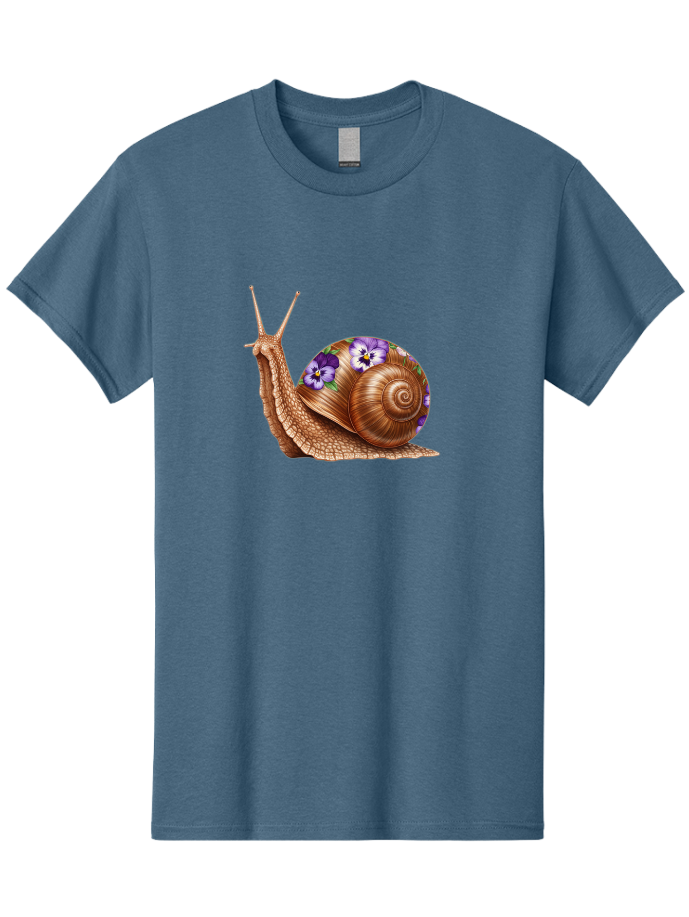 Snail-With-Purple-Flowers-1 Men'S Graphic Tee, 100% Cotton, Comfortable Casual Summer Wear, Machine Washable, Vintage Camera, Old Camera, Antique Camera, Black Camera, Classic Photography, Photography Equipment, Nostalgic Device, Film Camera, Bag025