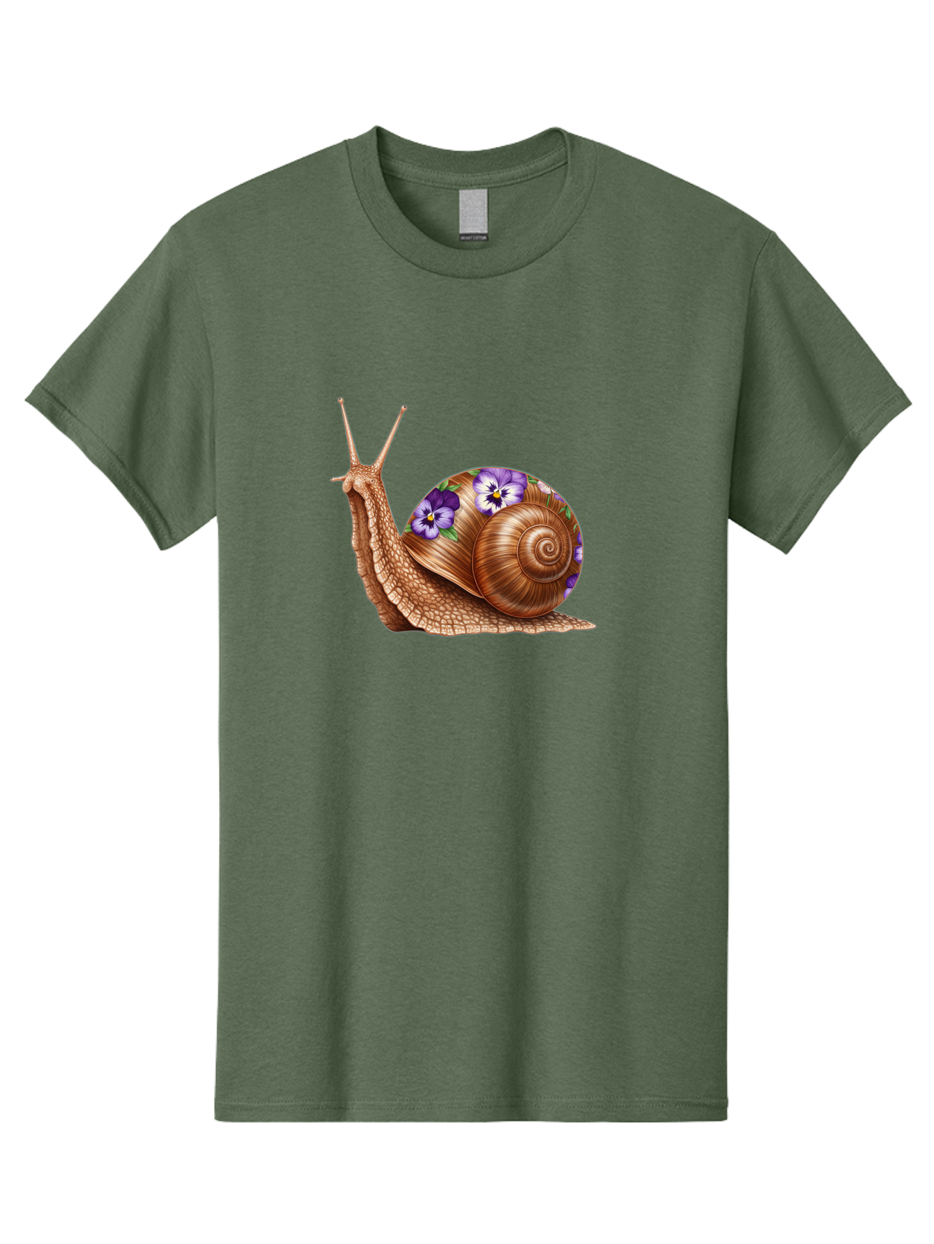 Snail-With-Purple-Flowers-1 Men'S Graphic Tee, 100% Cotton, Comfortable Casual Summer Wear, Machine Washable, Vintage Camera, Old Camera, Antique Camera, Black Camera, Classic Photography, Photography Equipment, Nostalgic Device, Film Camera, Bag025