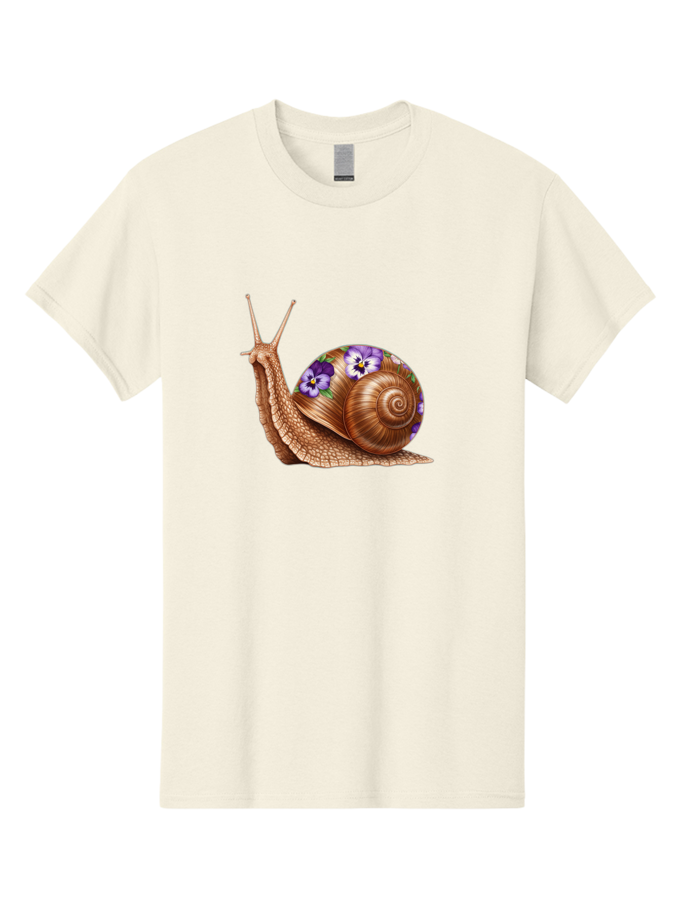 Snail-With-Purple-Flowers-1 Men'S Graphic Tee, 100% Cotton, Comfortable Casual Summer Wear, Machine Washable, Vintage Camera, Old Camera, Antique Camera, Black Camera, Classic Photography, Photography Equipment, Nostalgic Device, Film Camera, Bag025