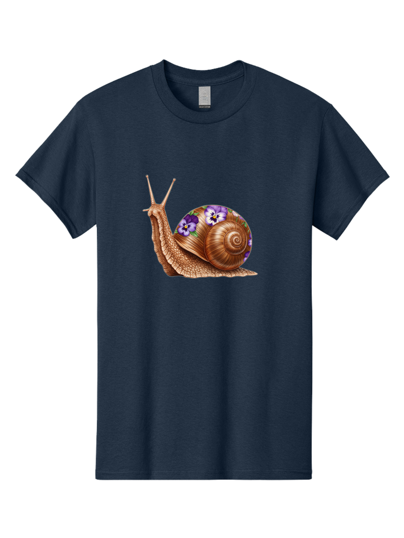 Snail-With-Purple-Flowers-1 Men'S Graphic Tee, 100% Cotton, Comfortable Casual Summer Wear, Machine Washable, Vintage Camera, Old Camera, Antique Camera, Black Camera, Classic Photography, Photography Equipment, Nostalgic Device, Film Camera, Bag025