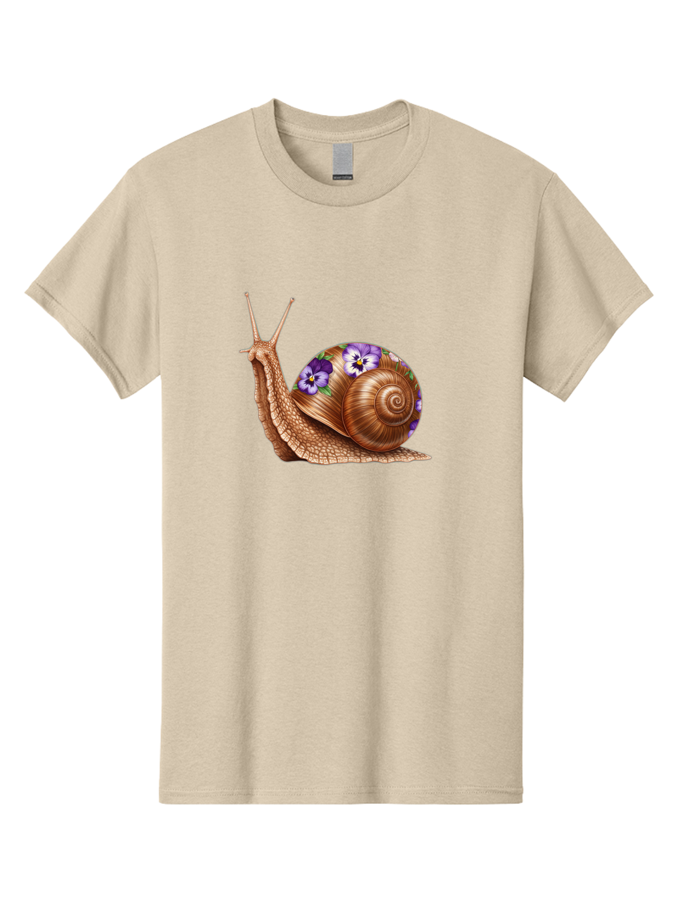 Snail-With-Purple-Flowers-1 Men'S Graphic Tee, 100% Cotton, Comfortable Casual Summer Wear, Machine Washable, Vintage Camera, Old Camera, Antique Camera, Black Camera, Classic Photography, Photography Equipment, Nostalgic Device, Film Camera, Bag025