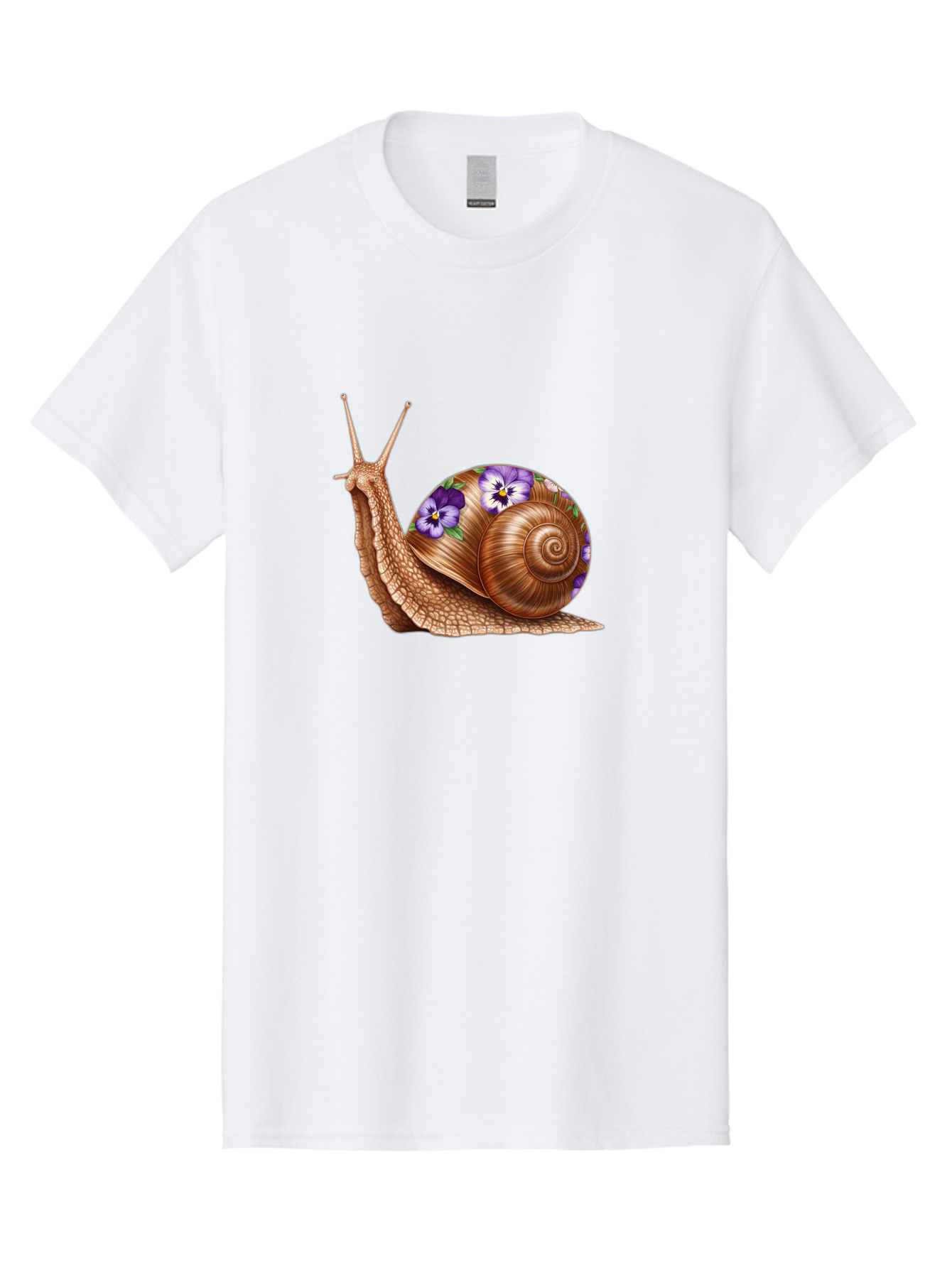 Snail-With-Purple-Flowers-1 Men'S Graphic Tee, 100% Cotton, Comfortable Casual Summer Wear, Machine Washable, Vintage Camera, Old Camera, Antique Camera, Black Camera, Classic Photography, Photography Equipment, Nostalgic Device, Film Camera, Bag025