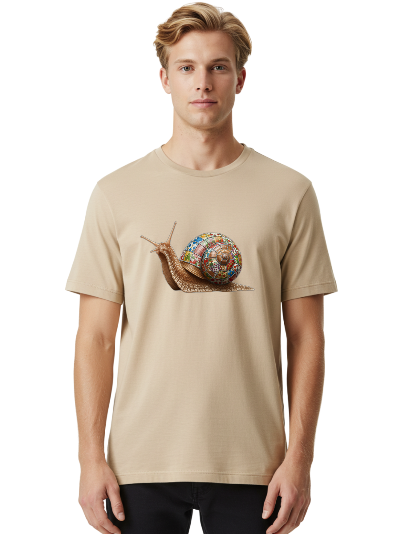 Snail-With-Stained-Glass-Shell Men'S Graphic Tee, 100% Cotton, Comfortable Casual Summer Wear, Machine Washable, Vintage Camera, Old Camera, Antique Camera, Black Camera, Classic Photography, Photography Equipment, Nostalgic Device, Bag028