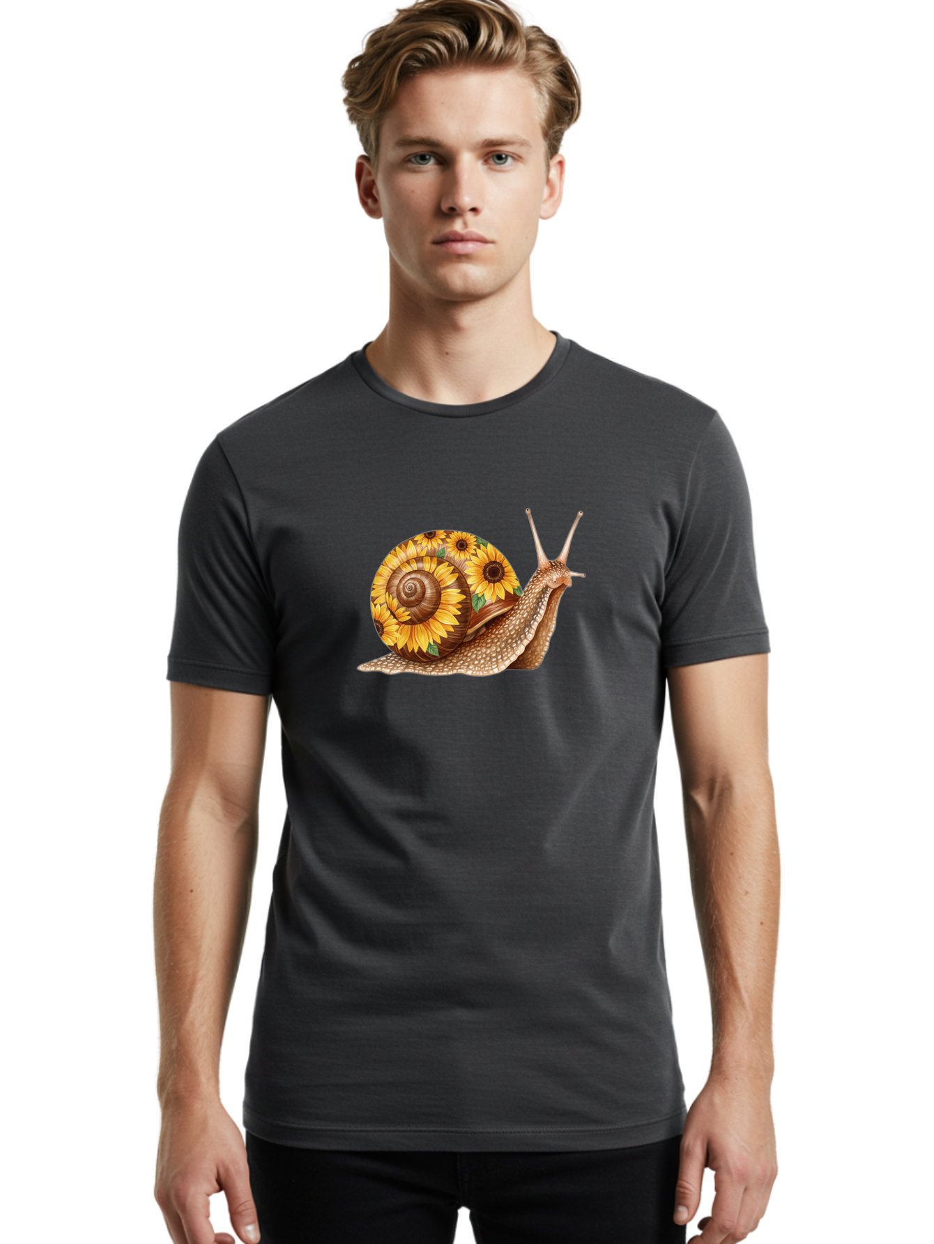 Snail-With-Sunflowers Men'S Graphic Tee, 100% Cotton, Comfortable Casual Summer Wear, Machine Washable, Vintage Camera, Old Camera, Antique Camera, Black Camera, Classic Photography, Photography Equipment, Nostalgic Device, Film Camera, Bag029