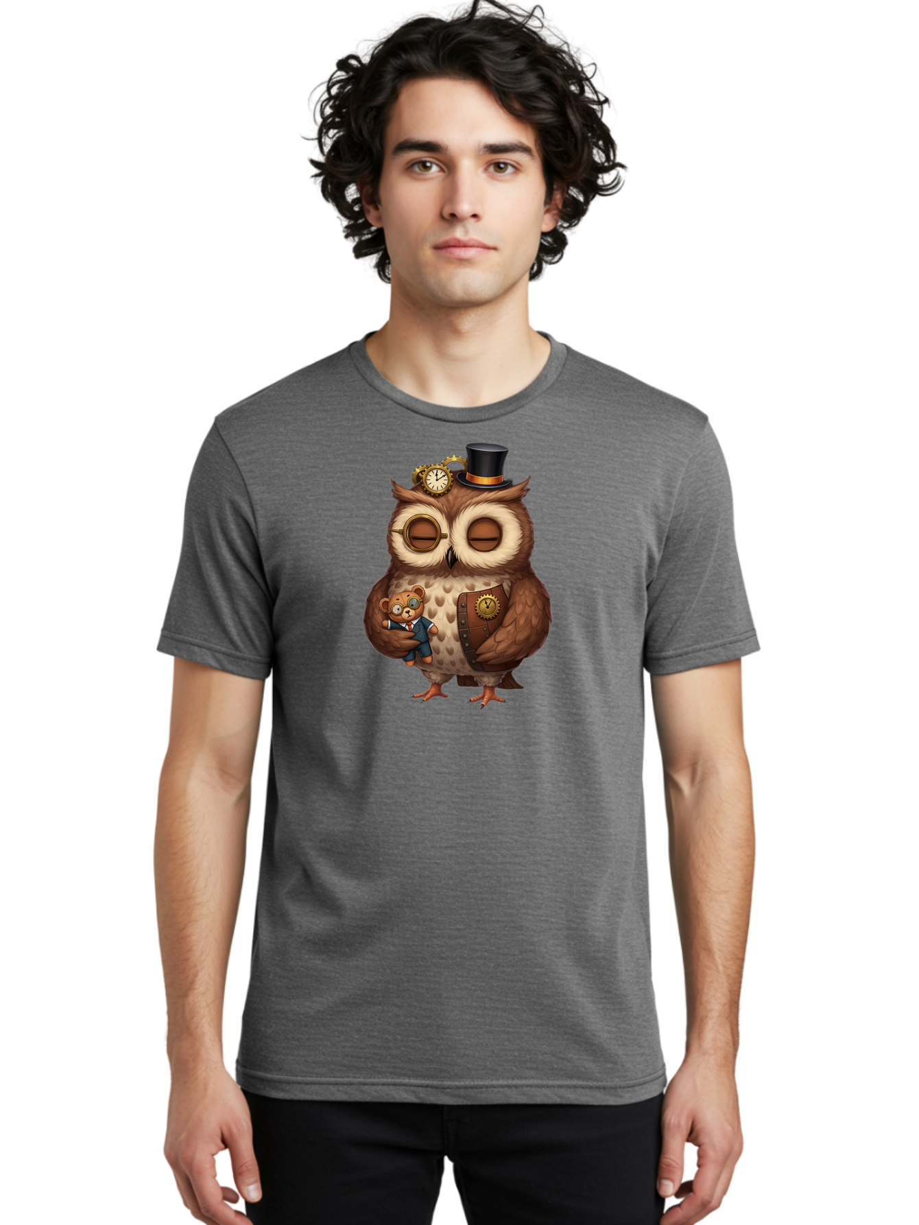 Steampunk-Owl Men'S Graphic Tee, 100% Cotton, Comfortable Casual Summer Wear, Machine Washable, Vintage Camera, Old Camera, Antique Camera, Black Camera, Classic Photography, Photography Equipment, Nostalgic Device, Film Camera, Camera Art Bag034