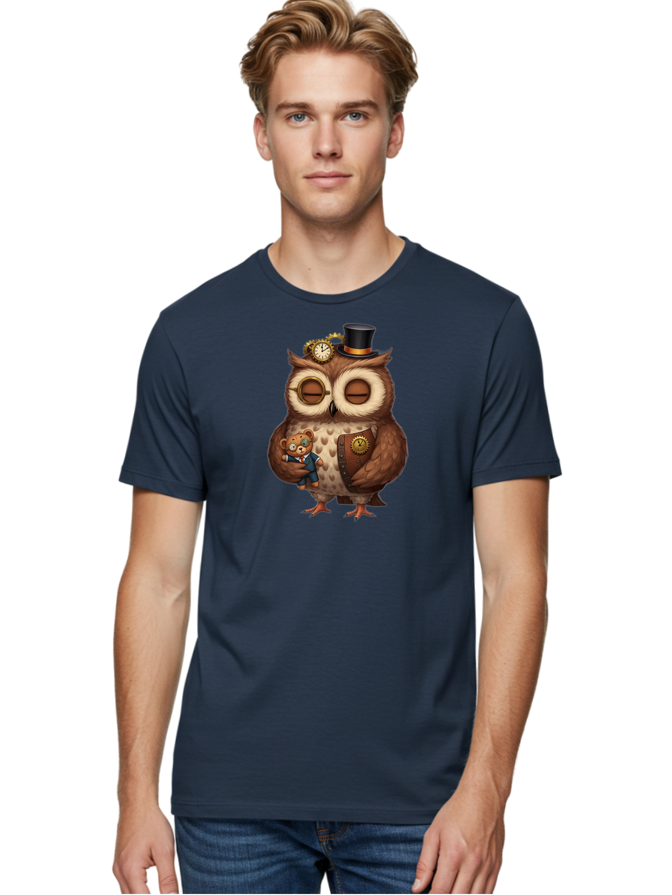 Steampunk-Owl Men'S Graphic Tee, 100% Cotton, Comfortable Casual Summer Wear, Machine Washable, Vintage Camera, Old Camera, Antique Camera, Black Camera, Classic Photography, Photography Equipment, Nostalgic Device, Film Camera, Camera Art Bag034