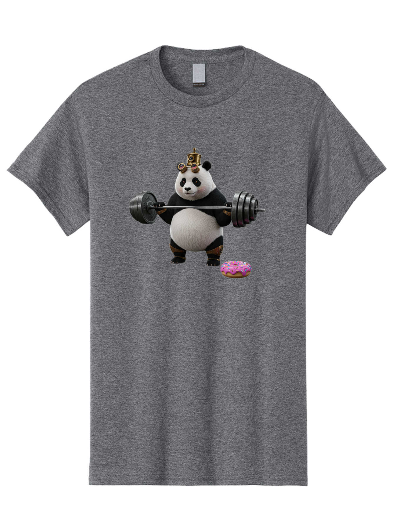 Steampunk-Panda-Lifting-Weights Men'S Graphic Tee, 100% Cotton, Comfortable Casual Summer Wear, Machine Washable, Vintage Camera, Old Camera, Antique Camera, Black Camera, Classic Photography, Photography Equipment, Nostalgic Device, Bag035
