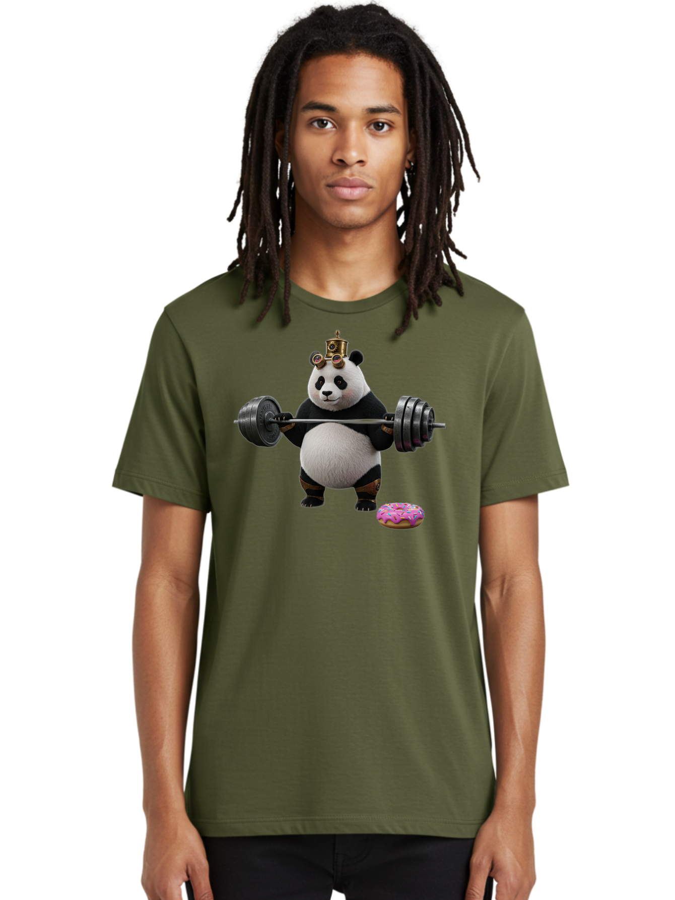 Steampunk-Panda-Lifting-Weights Men'S Graphic Tee, 100% Cotton, Comfortable Casual Summer Wear, Machine Washable, Vintage Camera, Old Camera, Antique Camera, Black Camera, Classic Photography, Photography Equipment, Nostalgic Device, Bag035