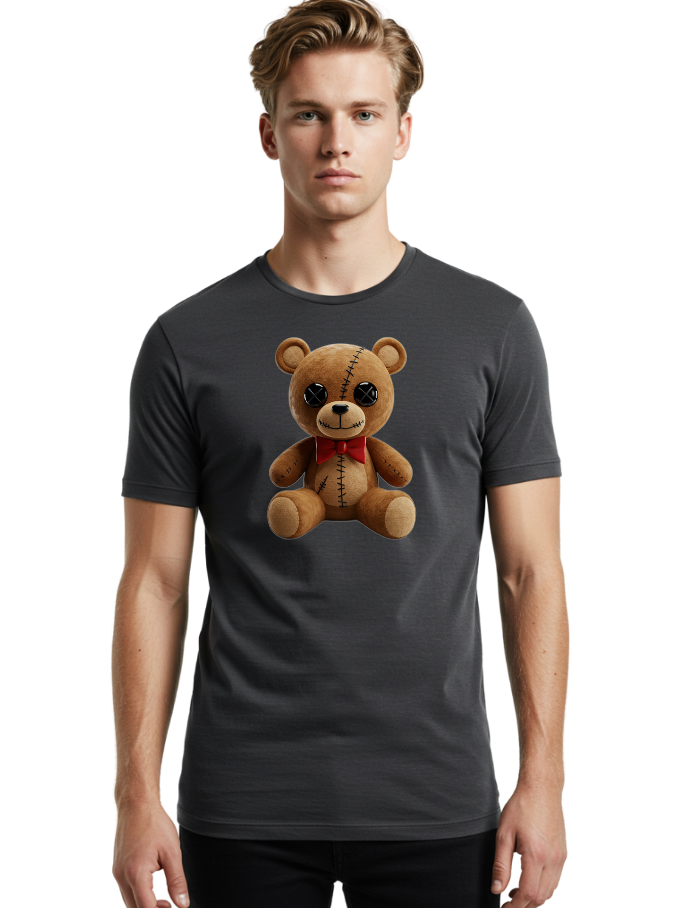 Stuffed-Teddy-Bear Men'S Graphic Tee, 100% Cotton, Comfortable Casual Summer Wear, Machine Washable, Vintage Camera, Old Camera, Antique Camera, Black Camera, Classic Photography, Photography Equipment, Nostalgic Device, Film Camera, Bag036