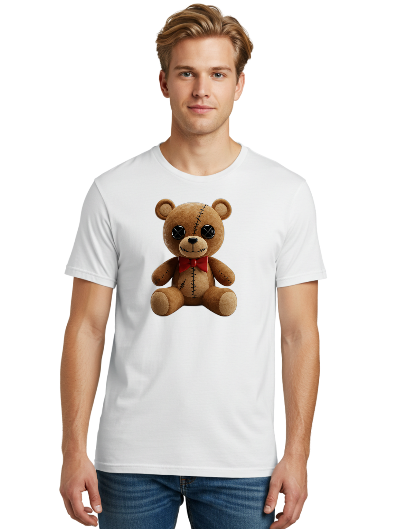 Stuffed-Teddy-Bear Men'S Graphic Tee, 100% Cotton, Comfortable Casual Summer Wear, Machine Washable, Vintage Camera, Old Camera, Antique Camera, Black Camera, Classic Photography, Photography Equipment, Nostalgic Device, Film Camera, Bag036