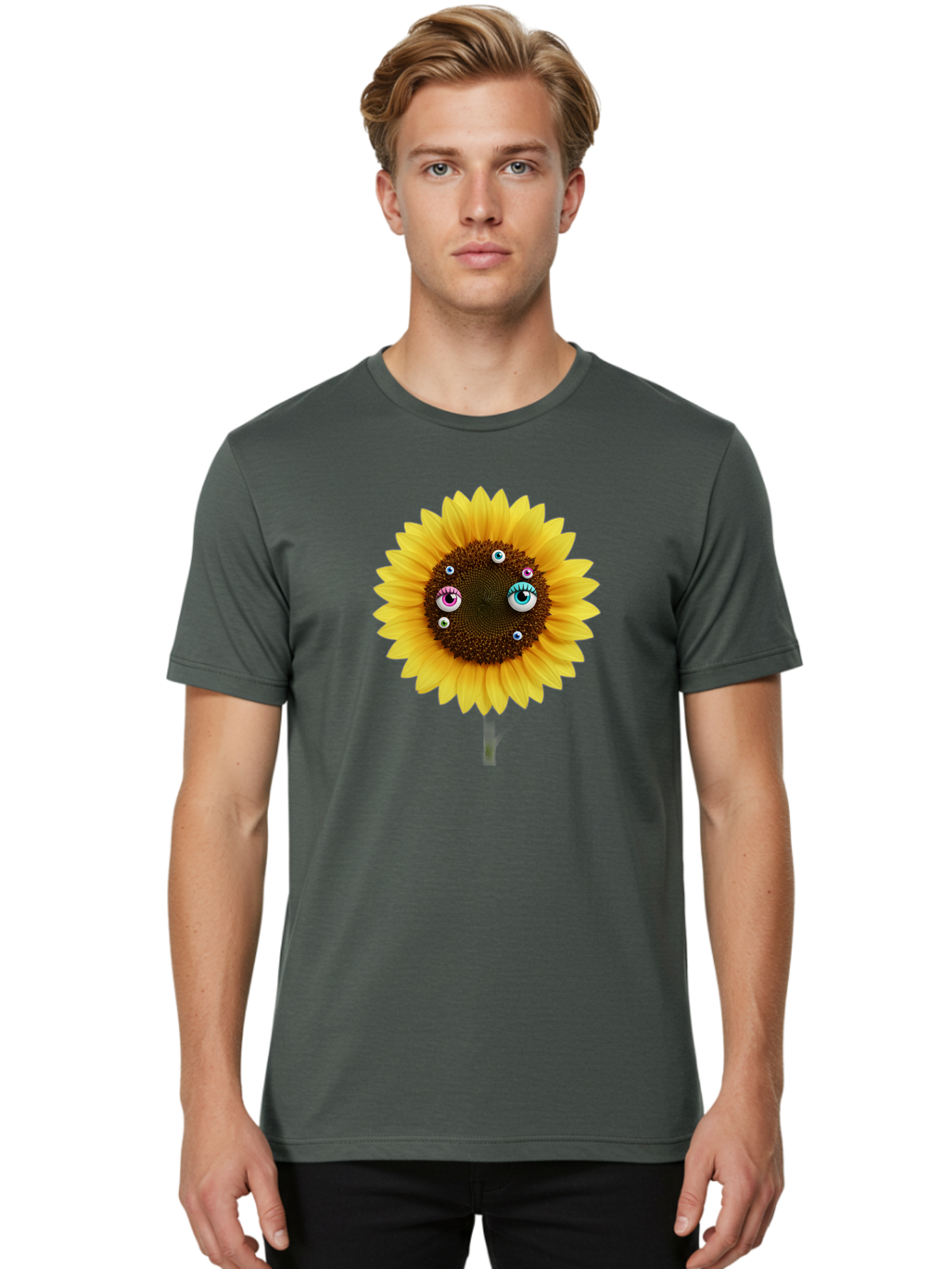 Sunflower-Eyes-1 Men'S Graphic Tee, 100% Cotton, Comfortable Casual Summer Wear, Machine Washable, Vintage Camera, Old Camera, Antique Camera, Black Camera, Classic Photography, Photography Equipment, Nostalgic Device, Film Camera, Camera Art Bag037