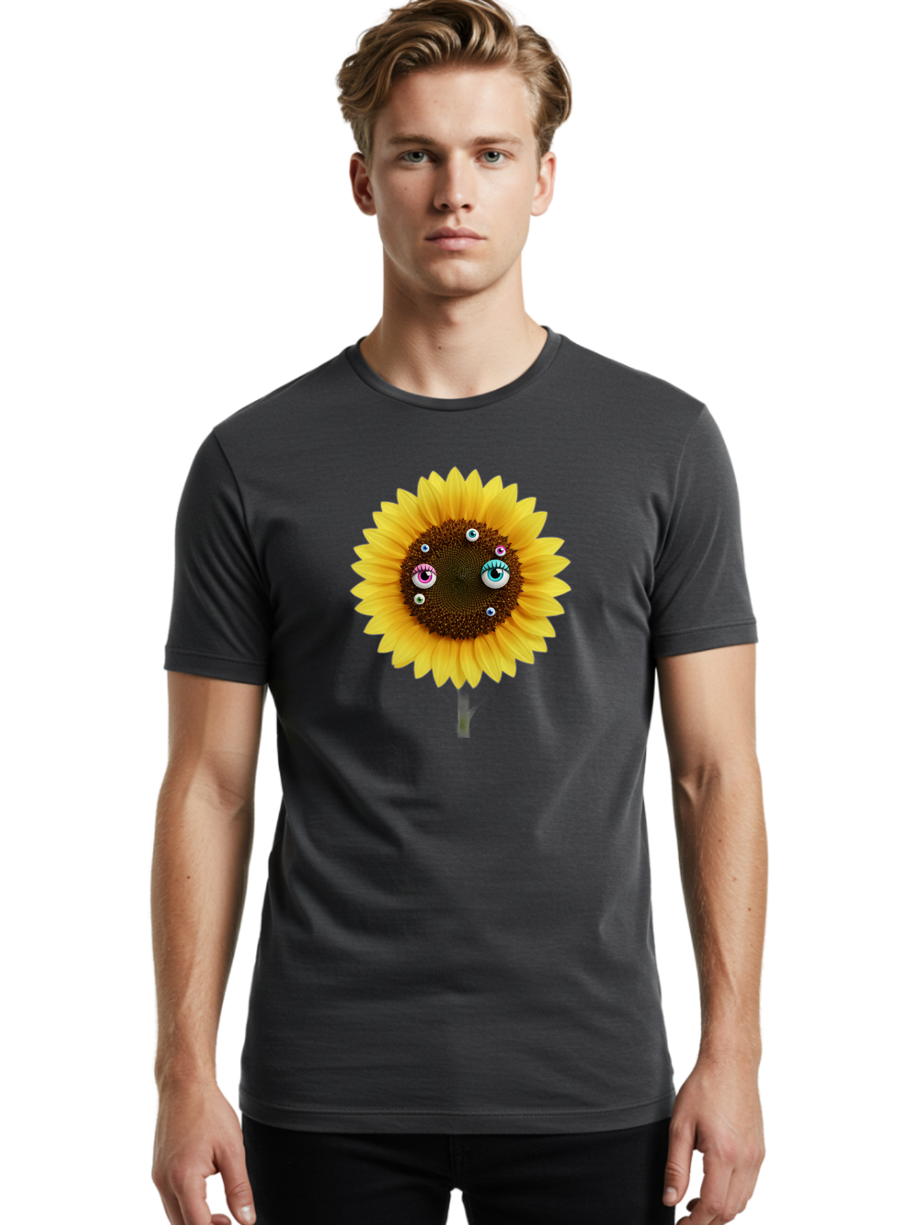 Sunflower-Eyes-1 Men'S Graphic Tee, 100% Cotton, Comfortable Casual Summer Wear, Machine Washable, Vintage Camera, Old Camera, Antique Camera, Black Camera, Classic Photography, Photography Equipment, Nostalgic Device, Film Camera, Camera Art Bag037