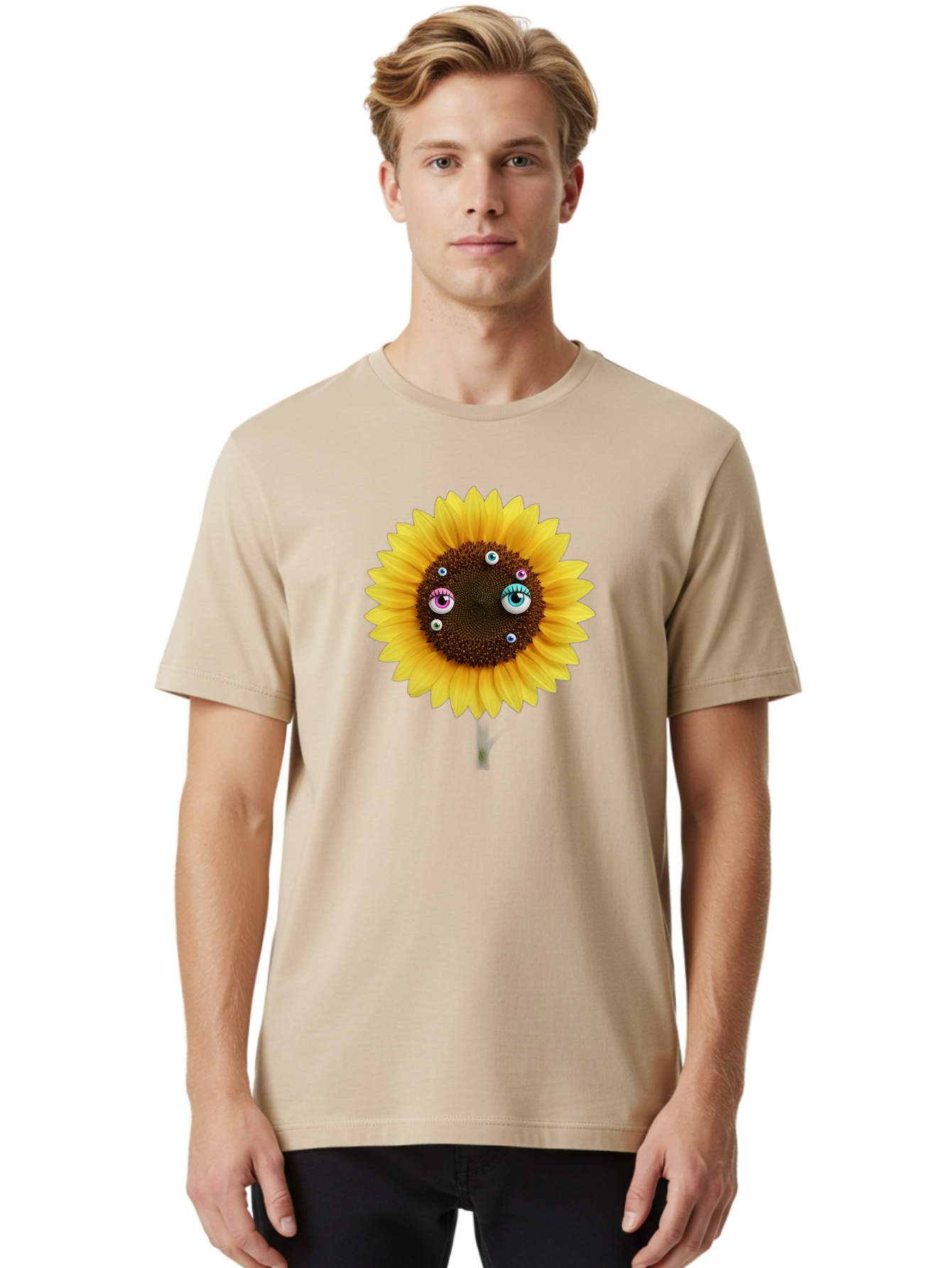 Sunflower-Eyes-1 Men'S Graphic Tee, 100% Cotton, Comfortable Casual Summer Wear, Machine Washable, Vintage Camera, Old Camera, Antique Camera, Black Camera, Classic Photography, Photography Equipment, Nostalgic Device, Film Camera, Camera Art Bag037