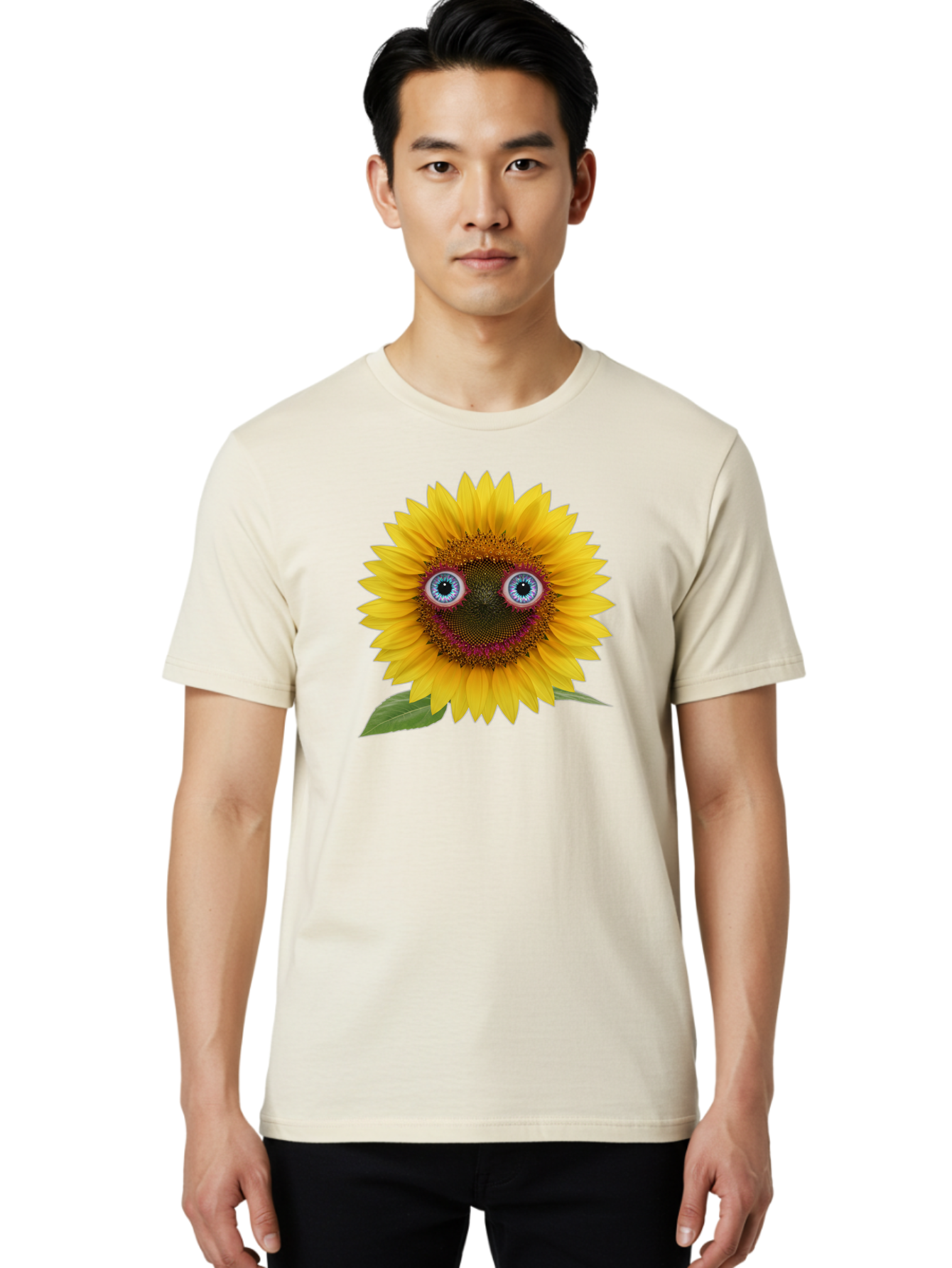 Sunflower-Smiley Men'S Graphic Tee, 100% Cotton, Comfortable Casual Summer Wear, Machine Washable, Vintage Camera, Old Camera, Antique Camera, Black Camera, Classic Photography, Photography Equipment, Nostalgic Device, Film Camera, Camera Art Bag040