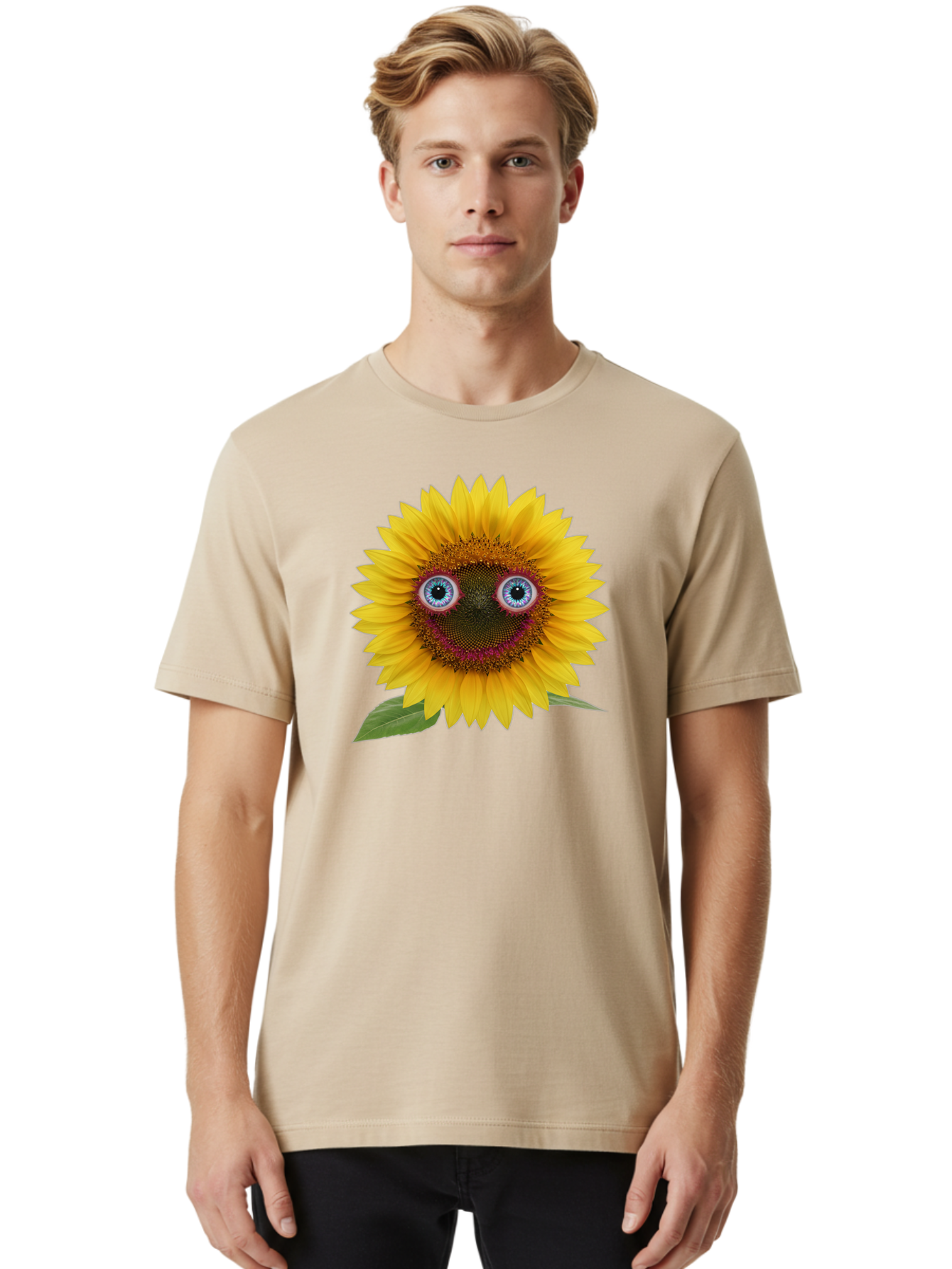 Sunflower-Smiley Men'S Graphic Tee, 100% Cotton, Comfortable Casual Summer Wear, Machine Washable, Vintage Camera, Old Camera, Antique Camera, Black Camera, Classic Photography, Photography Equipment, Nostalgic Device, Film Camera, Camera Art Bag040