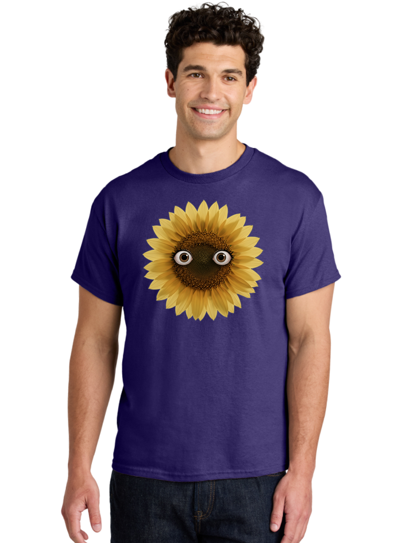 Sunflower-With-Eyes-1 Men'S Graphic Tee, 100% Cotton, Comfortable Casual Summer Wear, Machine Washable, Vintage Camera, Old Camera, Antique Camera, Black Camera, Classic Photography, Photography Equipment, Nostalgic Device, Film Camera, Bag041