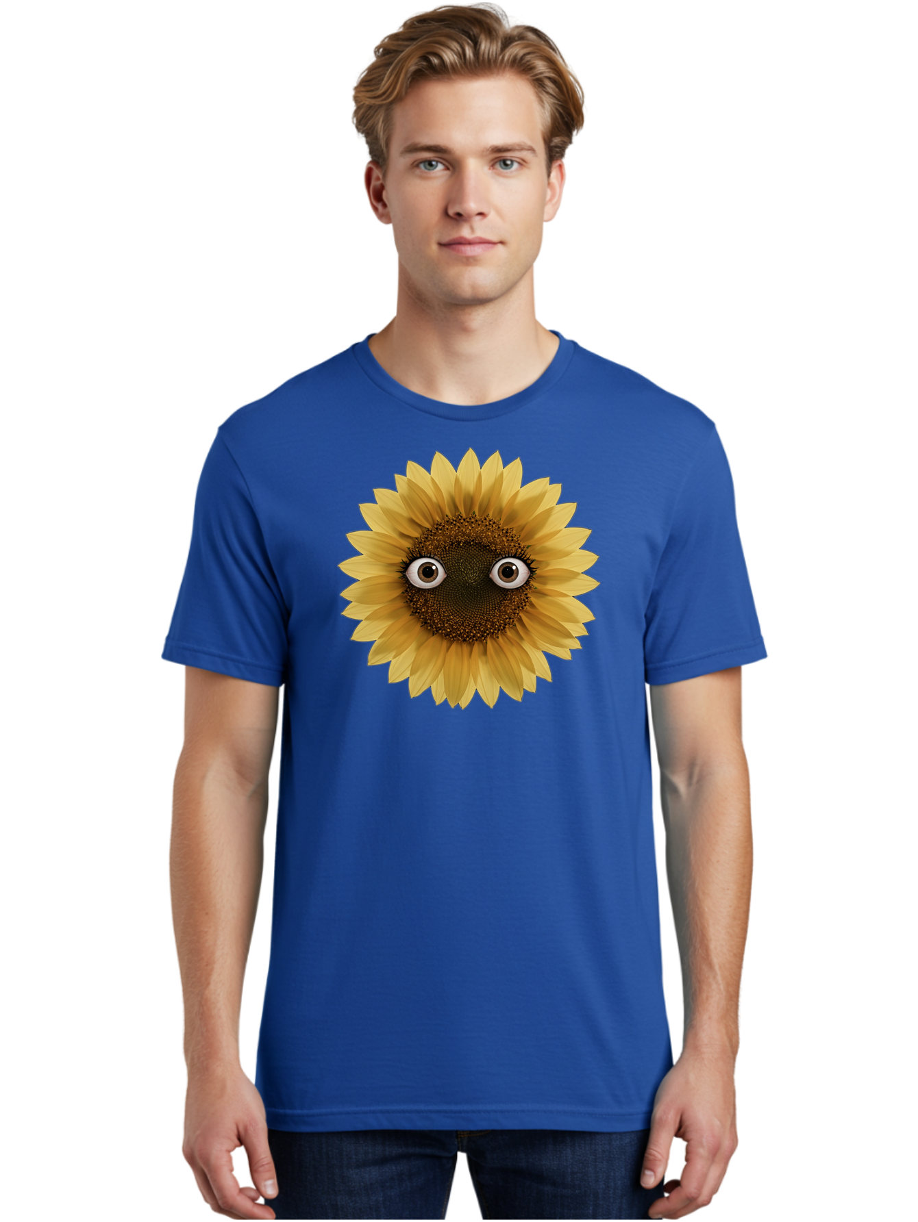Sunflower-With-Eyes-1 Men'S Graphic Tee, 100% Cotton, Comfortable Casual Summer Wear, Machine Washable, Vintage Camera, Old Camera, Antique Camera, Black Camera, Classic Photography, Photography Equipment, Nostalgic Device, Film Camera, Bag041