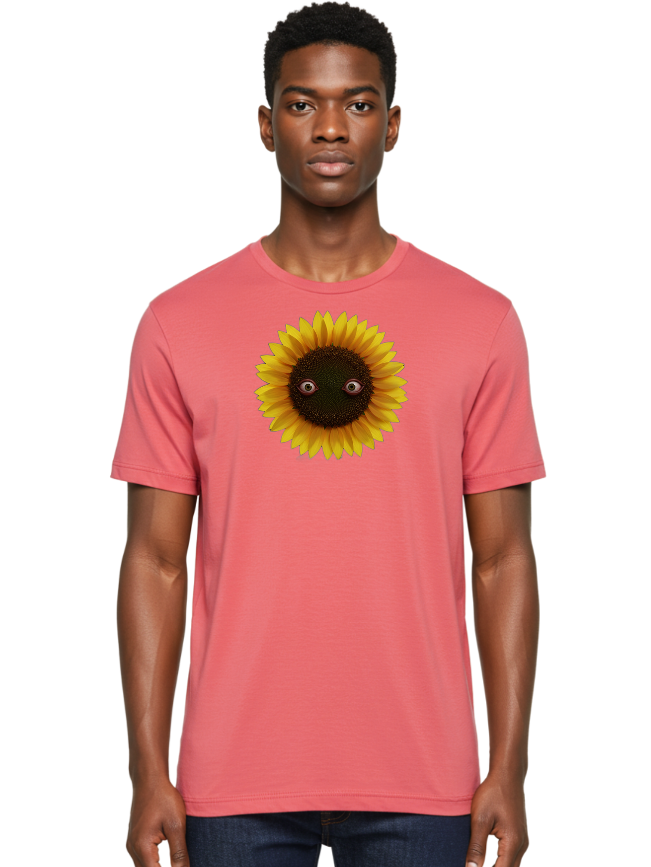 Sunflower-With-Eyes-2 Men'S Graphic Tee, 100% Cotton, Comfortable Casual Summer Wear, Machine Washable, Vintage Camera, Old Camera, Antique Camera, Black Camera, Classic Photography, Photography Equipment, Nostalgic Device, Film Camera, Bag042