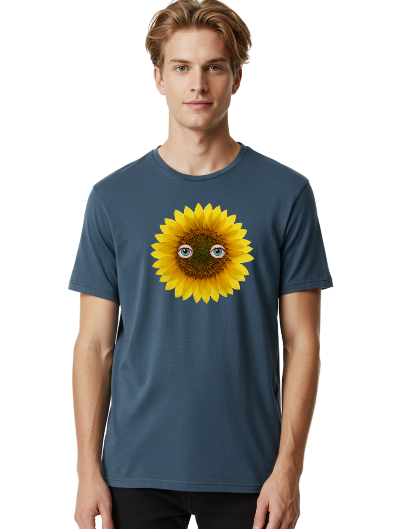 Sunflower-With-Eyes-4 Men'S Graphic Tee, 100% Cotton, Comfortable Casual Summer Wear, Machine Washable, Vintage Camera, Old Camera, Antique Camera, Black Camera, Classic Photography, Photography Equipment, Nostalgic Device, Film Camera, Bag044