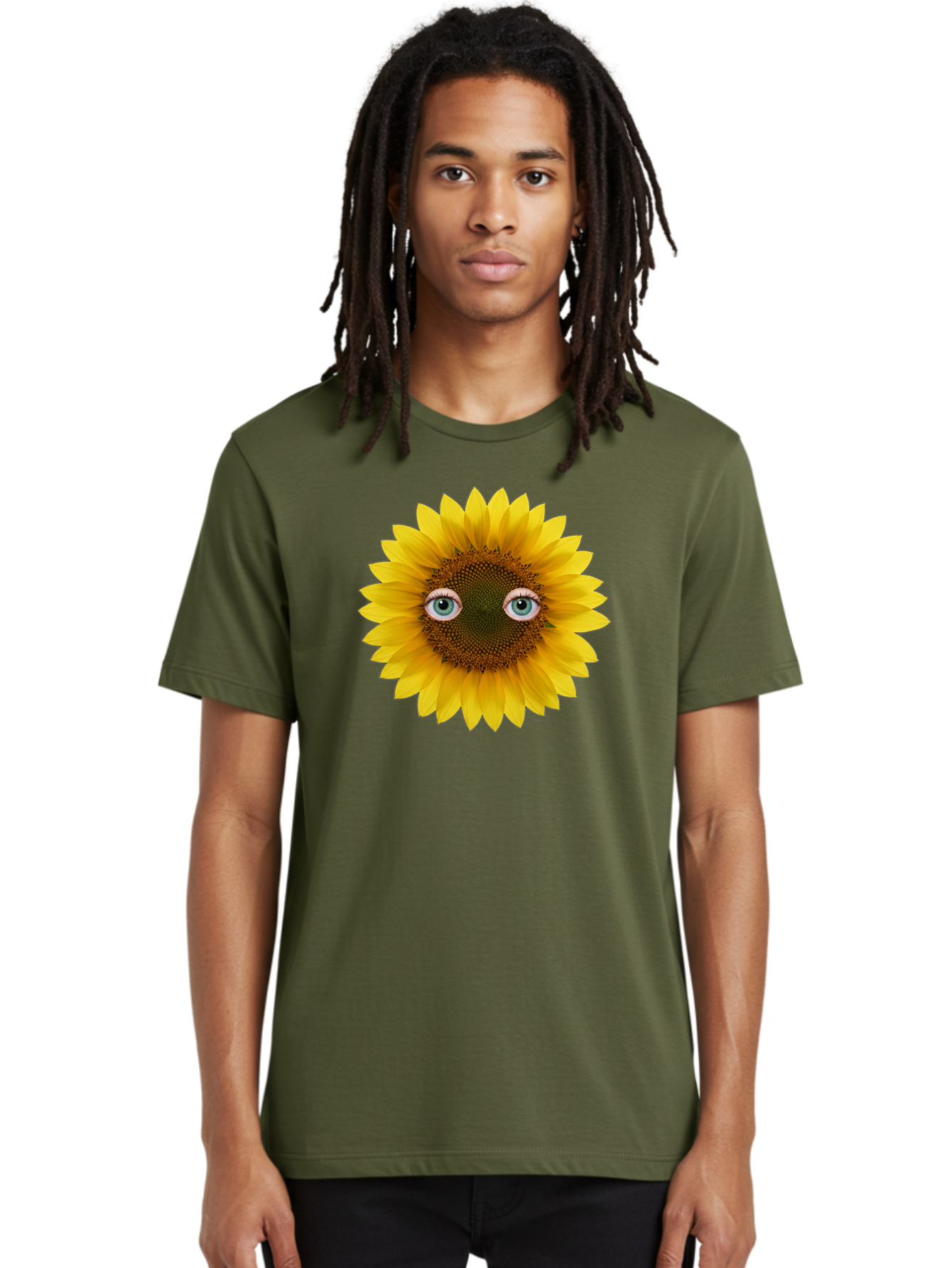 Sunflower-With-Eyes-4 Men'S Graphic Tee, 100% Cotton, Comfortable Casual Summer Wear, Machine Washable, Vintage Camera, Old Camera, Antique Camera, Black Camera, Classic Photography, Photography Equipment, Nostalgic Device, Film Camera, Bag044