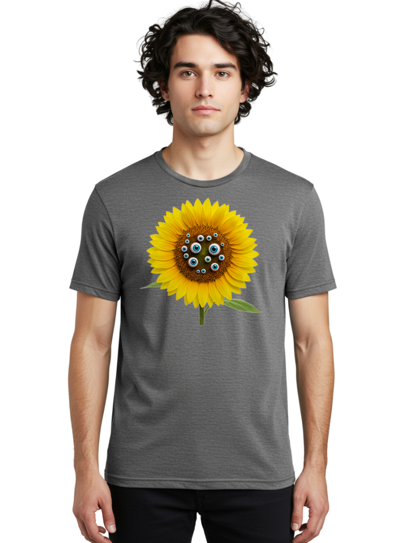 Sunflower-With-Eyes-5 Men'S Graphic Tee, 100% Cotton, Comfortable Casual Summer Wear, Machine Washable, Vintage Camera, Old Camera, Antique Camera, Black Camera, Classic Photography, Photography Equipment, Nostalgic Device, Film Camera, Bag045