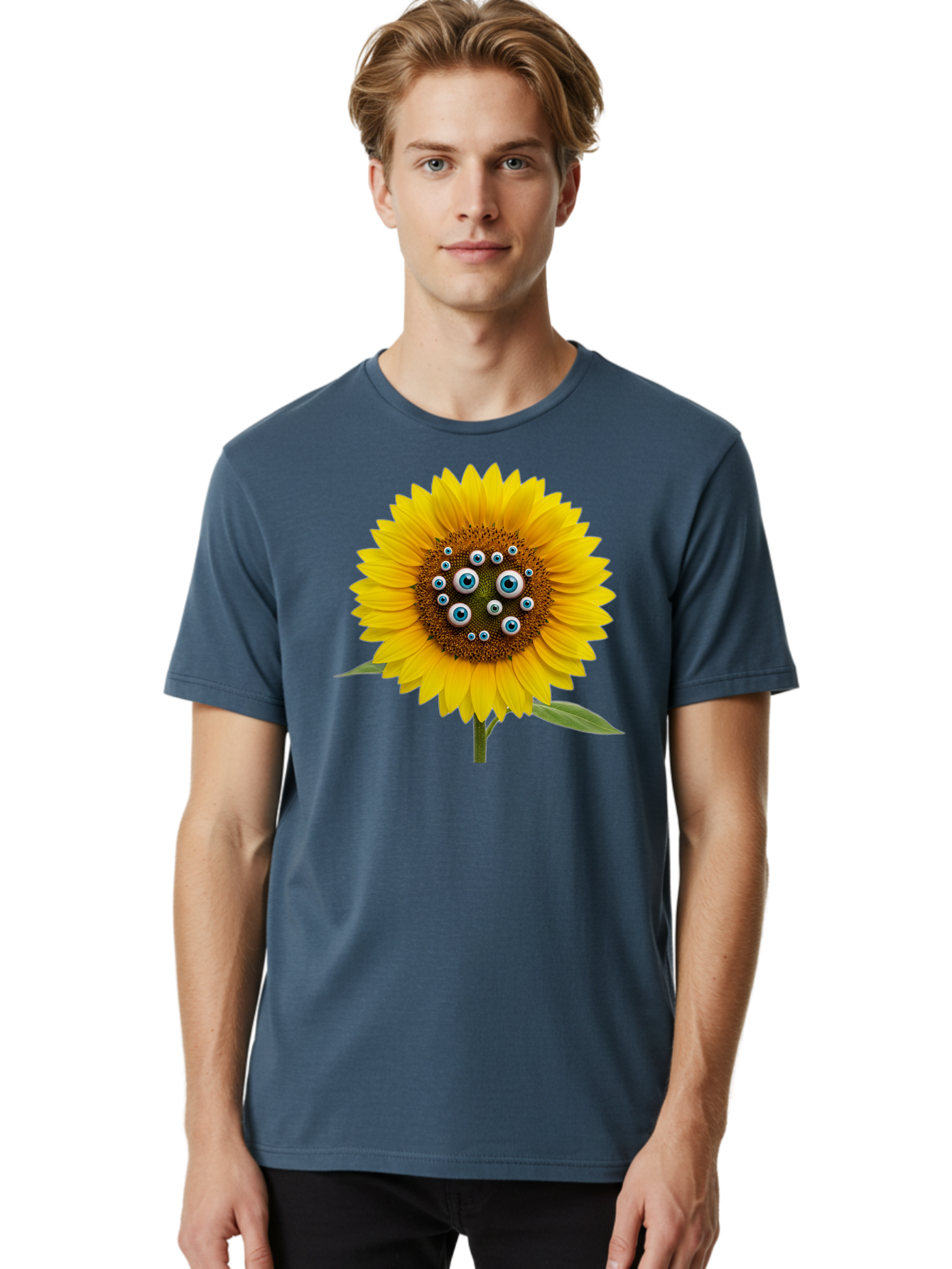 Sunflower-With-Eyes-5 Men'S Graphic Tee, 100% Cotton, Comfortable Casual Summer Wear, Machine Washable, Vintage Camera, Old Camera, Antique Camera, Black Camera, Classic Photography, Photography Equipment, Nostalgic Device, Film Camera, Bag045