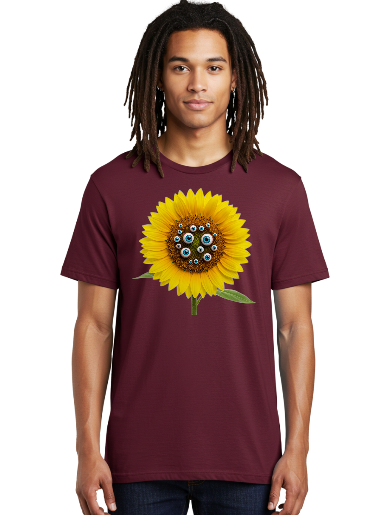 Sunflower-With-Eyes-5 Men'S Graphic Tee, 100% Cotton, Comfortable Casual Summer Wear, Machine Washable, Vintage Camera, Old Camera, Antique Camera, Black Camera, Classic Photography, Photography Equipment, Nostalgic Device, Film Camera, Bag045