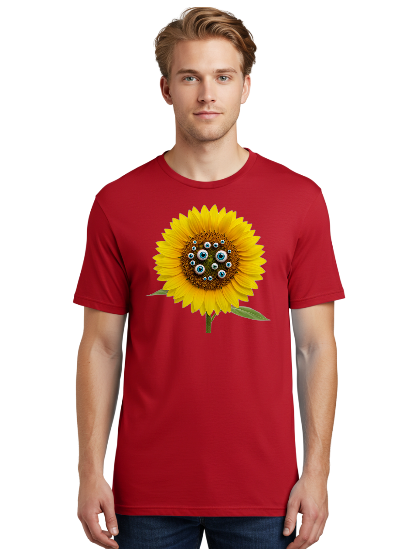 Sunflower-With-Eyes-5 Men'S Graphic Tee, 100% Cotton, Comfortable Casual Summer Wear, Machine Washable, Vintage Camera, Old Camera, Antique Camera, Black Camera, Classic Photography, Photography Equipment, Nostalgic Device, Film Camera, Bag045