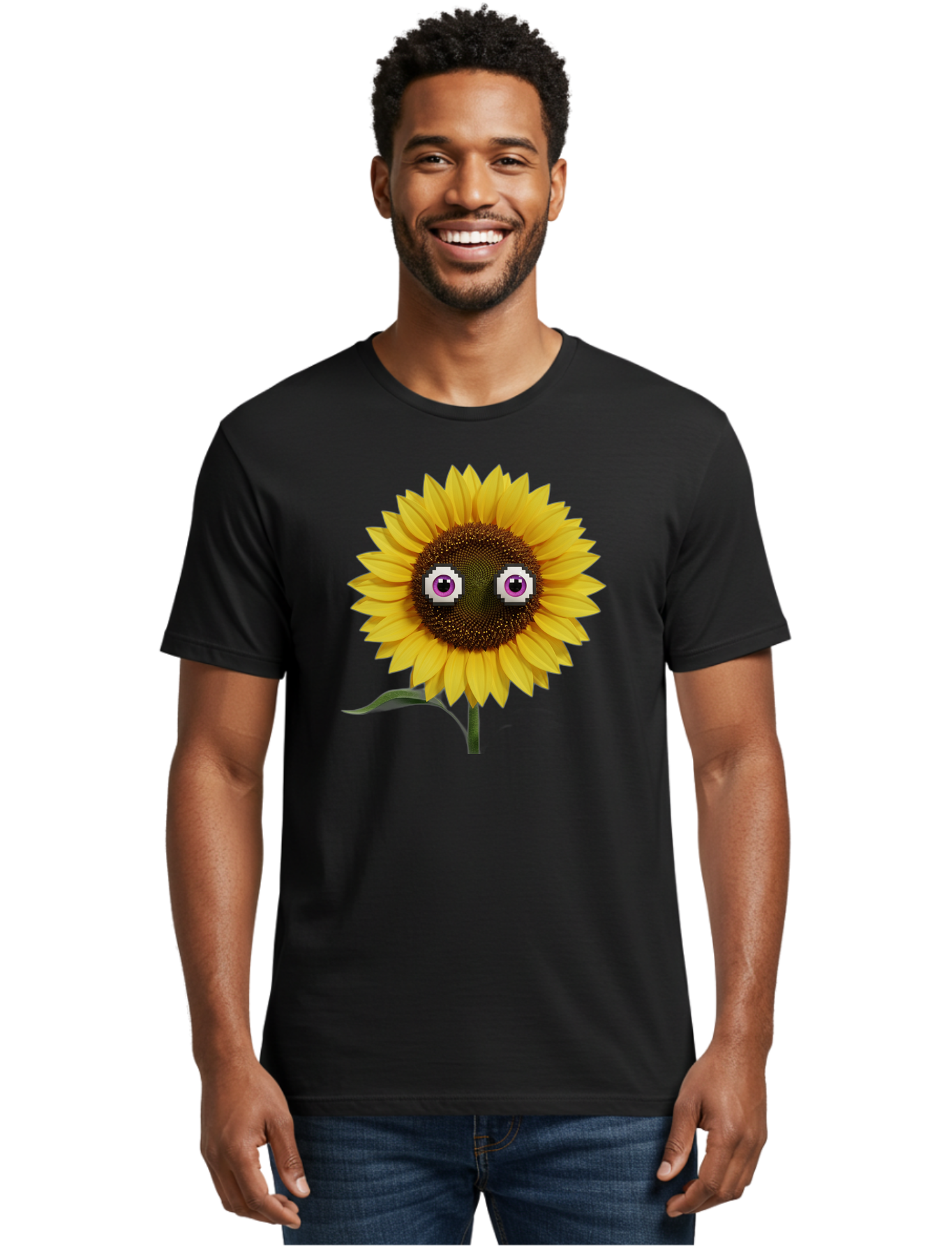 Sunflower-With-Eyes Men'S Graphic Tee, 100% Cotton, Comfortable Casual Summer Wear, Machine Washable, Vintage Camera, Old Camera, Antique Camera, Black Camera, Classic Photography, Photography Equipment, Nostalgic Device, Film Camera, Bag046
