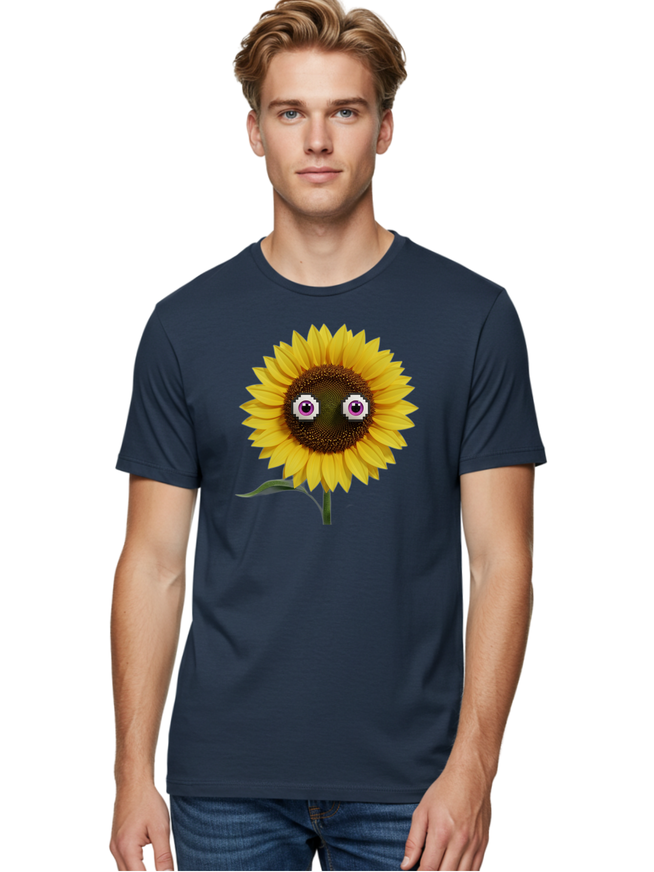 Sunflower-With-Eyes Men'S Graphic Tee, 100% Cotton, Comfortable Casual Summer Wear, Machine Washable, Vintage Camera, Old Camera, Antique Camera, Black Camera, Classic Photography, Photography Equipment, Nostalgic Device, Film Camera, Bag046
