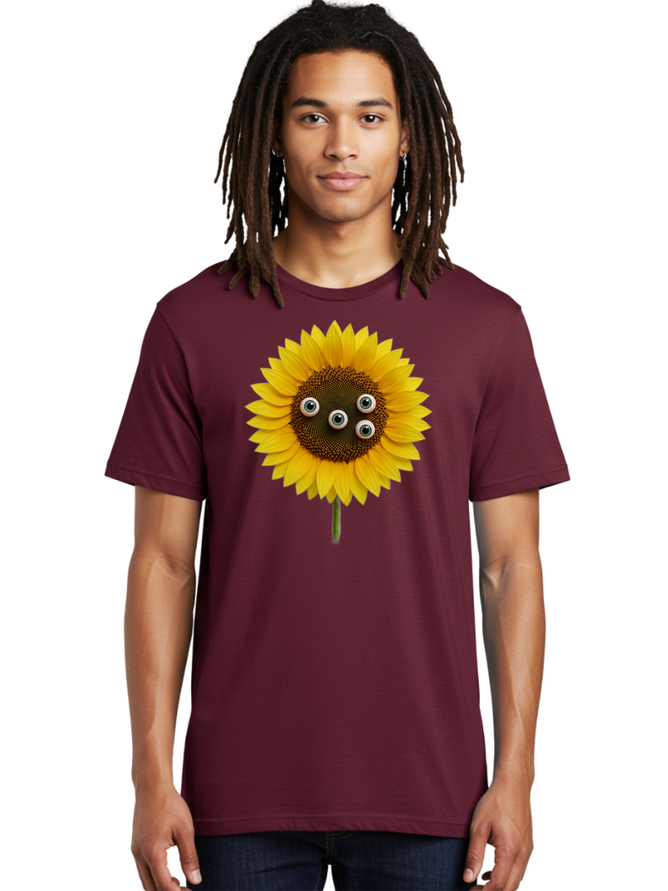 Sunflower-With-Googly-Eyes Men'S Graphic Tee, 100% Cotton, Comfortable Casual Summer Wear, Machine Washable, Vintage Camera, Old Camera, Antique Camera, Black Camera, Classic Photography, Photography Equipment, Nostalgic Device, Film Camera, Bag047