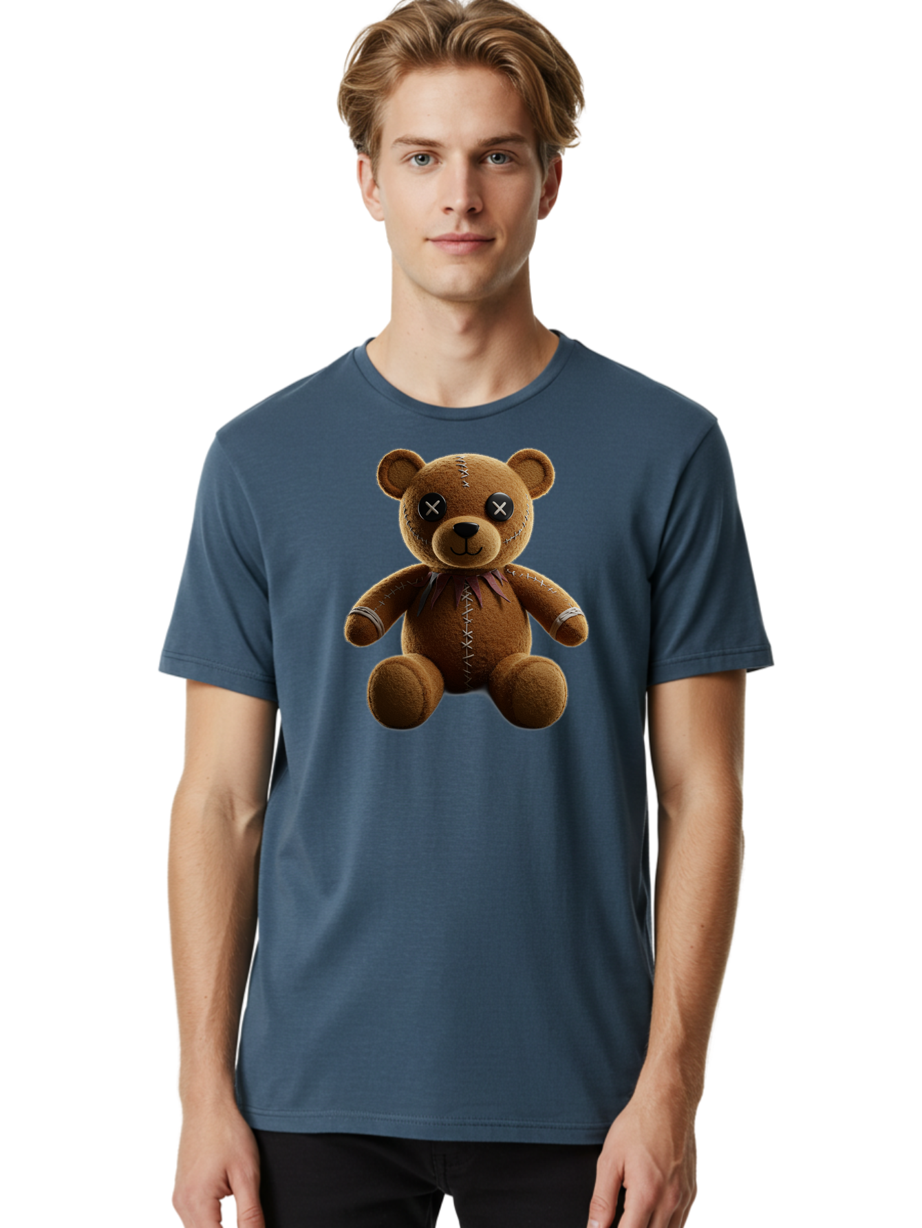Teddy-Bear-With-Crossed-Eyes Men'S Graphic Tee, 100% Cotton, Comfortable Casual Summer Wear, Machine Washable, Vintage Camera, Old Camera, Antique Camera, Black Camera, Classic Photography, Photography Equipment, Nostalgic Device, Film Camera, Bag055