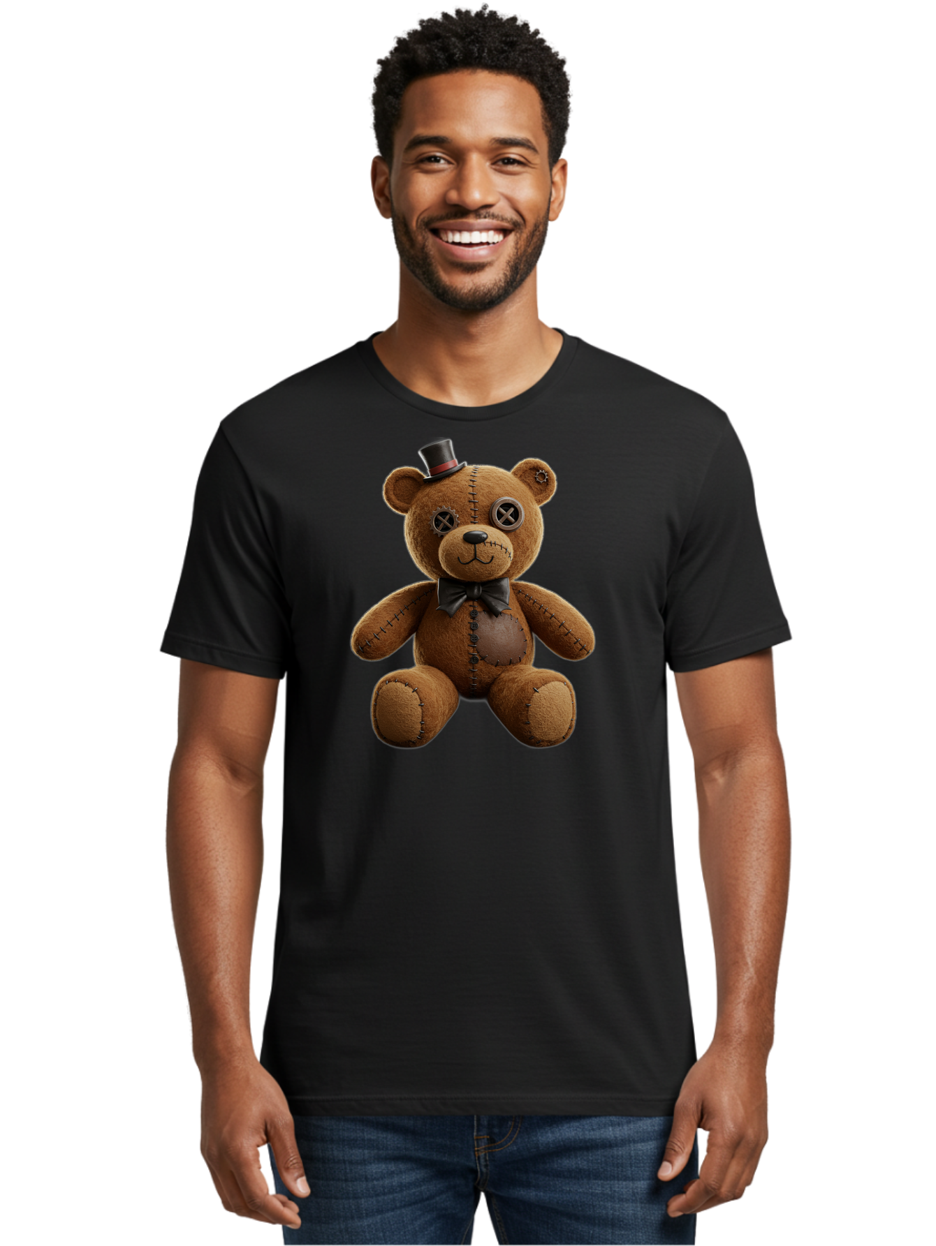 Teddy-Bear-With-Top-Hat Men'S Graphic Tee, 100% Cotton, Comfortable Casual Summer Wear, Machine Washable, Vintage Camera, Old Camera, Antique Camera, Black Camera, Classic Photography, Photography Equipment, Nostalgic Device, Film Camera, Bag056