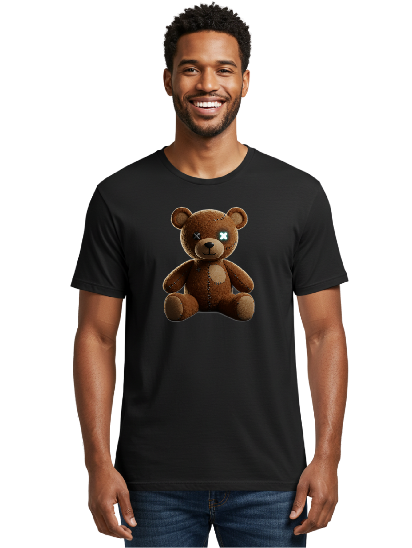 Teddy-Bear-With-X-Eyes Men'S Graphic Tee, 100% Cotton, Comfortable Casual Summer Wear, Machine Washable, Vintage Camera, Old Camera, Antique Camera, Black Camera, Classic Photography, Photography Equipment, Nostalgic Device, Film Camera, Bag057