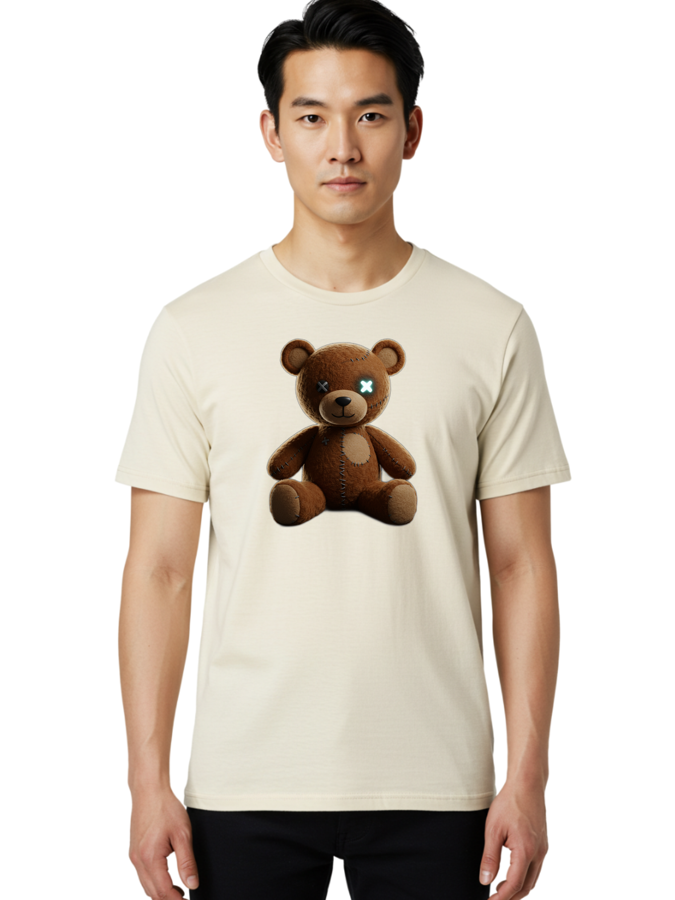 Teddy-Bear-With-X-Eyes Men'S Graphic Tee, 100% Cotton, Comfortable Casual Summer Wear, Machine Washable, Vintage Camera, Old Camera, Antique Camera, Black Camera, Classic Photography, Photography Equipment, Nostalgic Device, Film Camera, Bag057