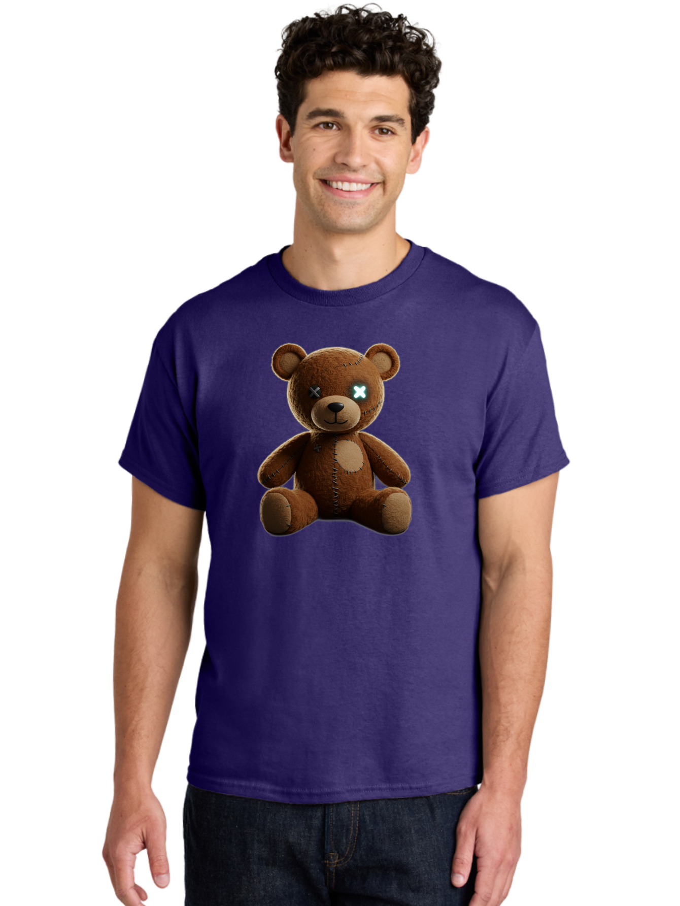 Teddy-Bear-With-X-Eyes Men'S Graphic Tee, 100% Cotton, Comfortable Casual Summer Wear, Machine Washable, Vintage Camera, Old Camera, Antique Camera, Black Camera, Classic Photography, Photography Equipment, Nostalgic Device, Film Camera, Bag057