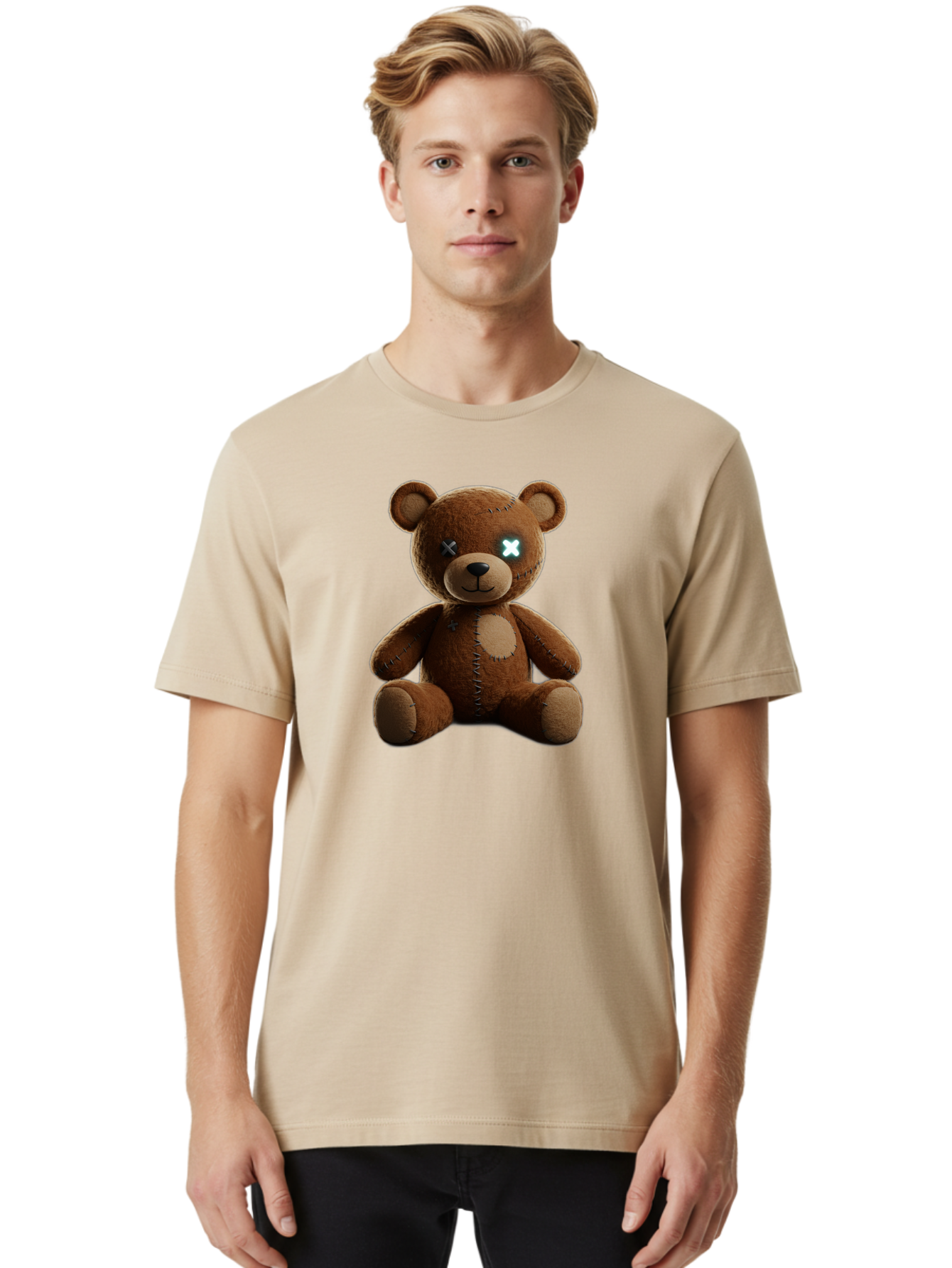 Teddy-Bear-With-X-Eyes Men'S Graphic Tee, 100% Cotton, Comfortable Casual Summer Wear, Machine Washable, Vintage Camera, Old Camera, Antique Camera, Black Camera, Classic Photography, Photography Equipment, Nostalgic Device, Film Camera, Bag057