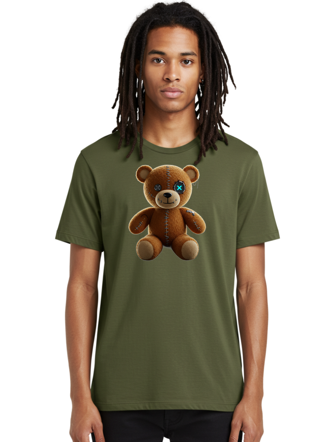 Teddy-Bear-With-X-Stitch-Eyes Men'S Graphic Tee, 100% Cotton, Comfortable Casual Summer Wear, Machine Washable, Vintage Camera, Old Camera, Antique Camera, Black Camera, Classic Photography, Photography Equipment, Nostalgic Device, Bag058