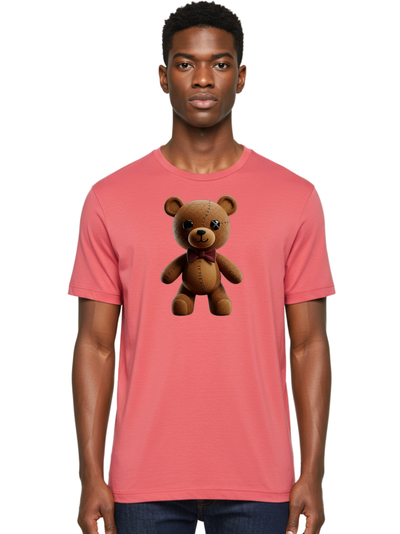 Teddy-Bear-With-X-Stitched-Eye Men'S Graphic Tee, 100% Cotton, Comfortable Casual Summer Wear, Machine Washable, Vintage Camera, Old Camera, Antique Camera, Black Camera, Classic Photography, Photography Equipment, Nostalgic Device, Bag059