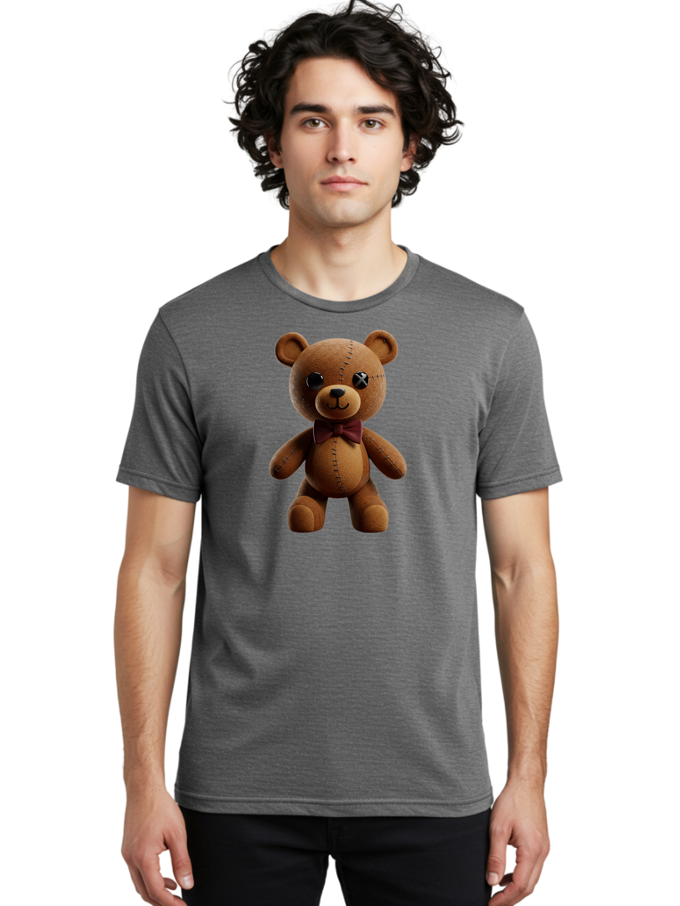 Teddy-Bear-With-X-Stitched-Eye Men'S Graphic Tee, 100% Cotton, Comfortable Casual Summer Wear, Machine Washable, Vintage Camera, Old Camera, Antique Camera, Black Camera, Classic Photography, Photography Equipment, Nostalgic Device, Bag059