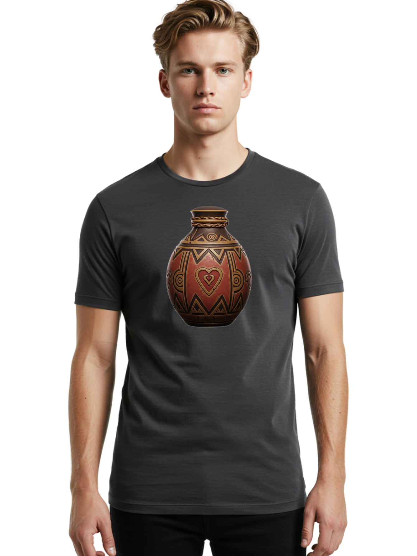 Tribal-Pottery-Vase Men'S Graphic Tee, 100% Cotton, Comfortable Casual Summer Wear, Machine Washable, Vintage Camera, Old Camera, Antique Camera, Black Camera, Classic Photography, Photography Equipment, Nostalgic Device, Film Camera, Bag068