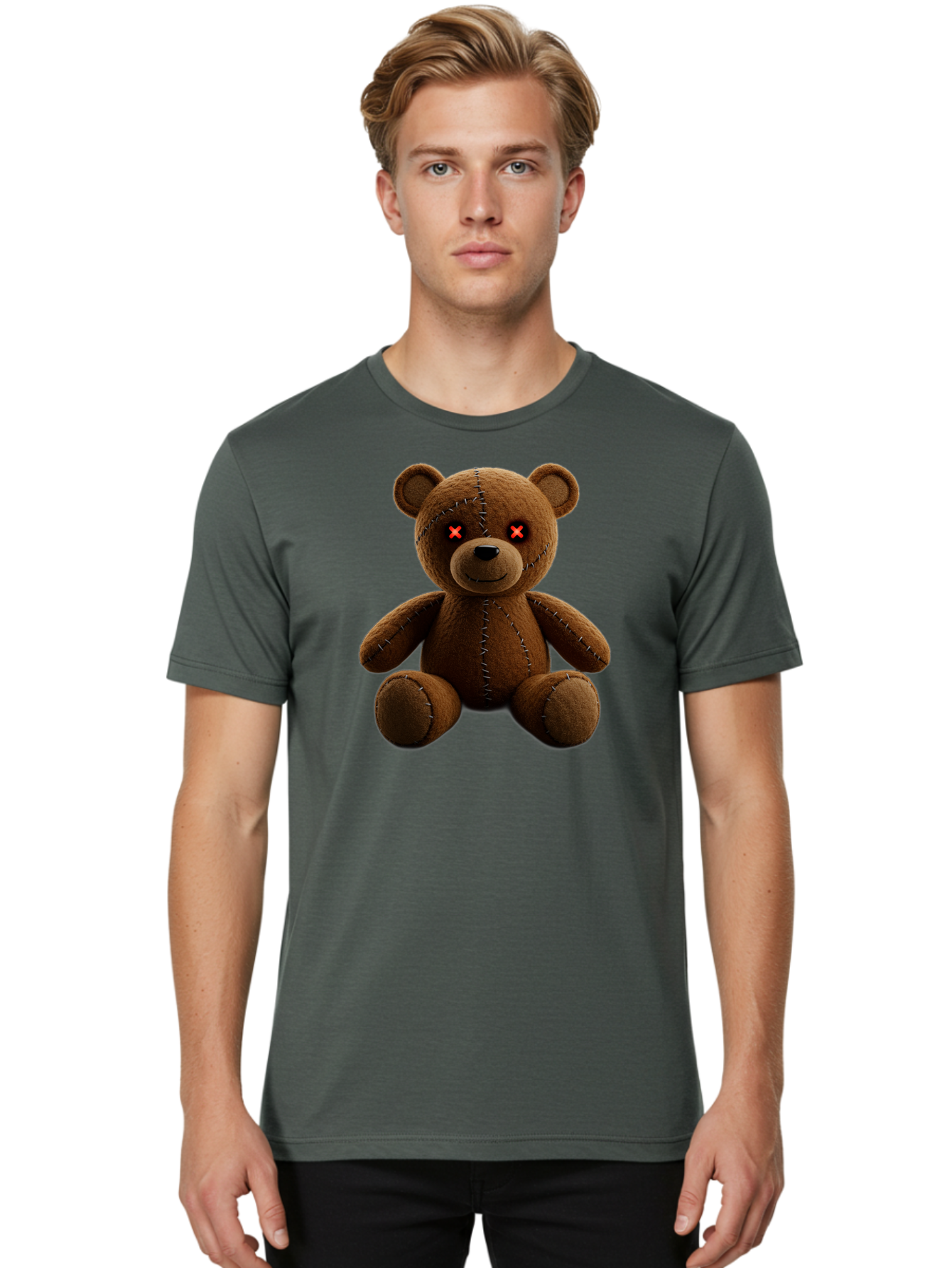 Voodoo-Teddy-Bear-12 Men'S Graphic Tee, 100% Cotton, Comfortable Casual Summer Wear, Machine Washable, Vintage Camera, Old Camera, Antique Camera, Black Camera, Classic Photography, Photography Equipment, Nostalgic Device, Film Camera, Bag076