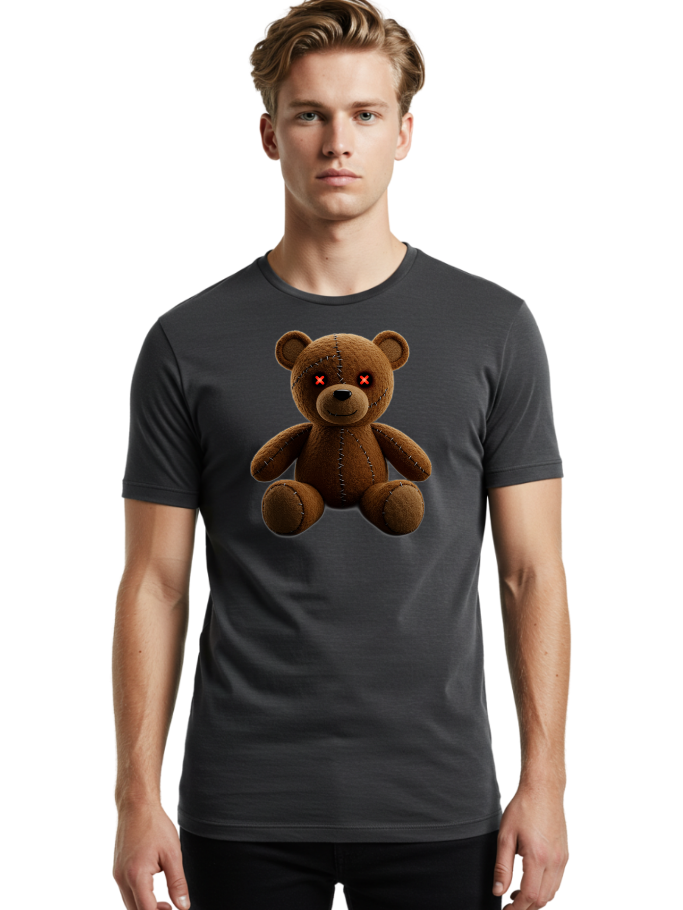 Voodoo-Teddy-Bear-12 Men'S Graphic Tee, 100% Cotton, Comfortable Casual Summer Wear, Machine Washable, Vintage Camera, Old Camera, Antique Camera, Black Camera, Classic Photography, Photography Equipment, Nostalgic Device, Film Camera, Bag076