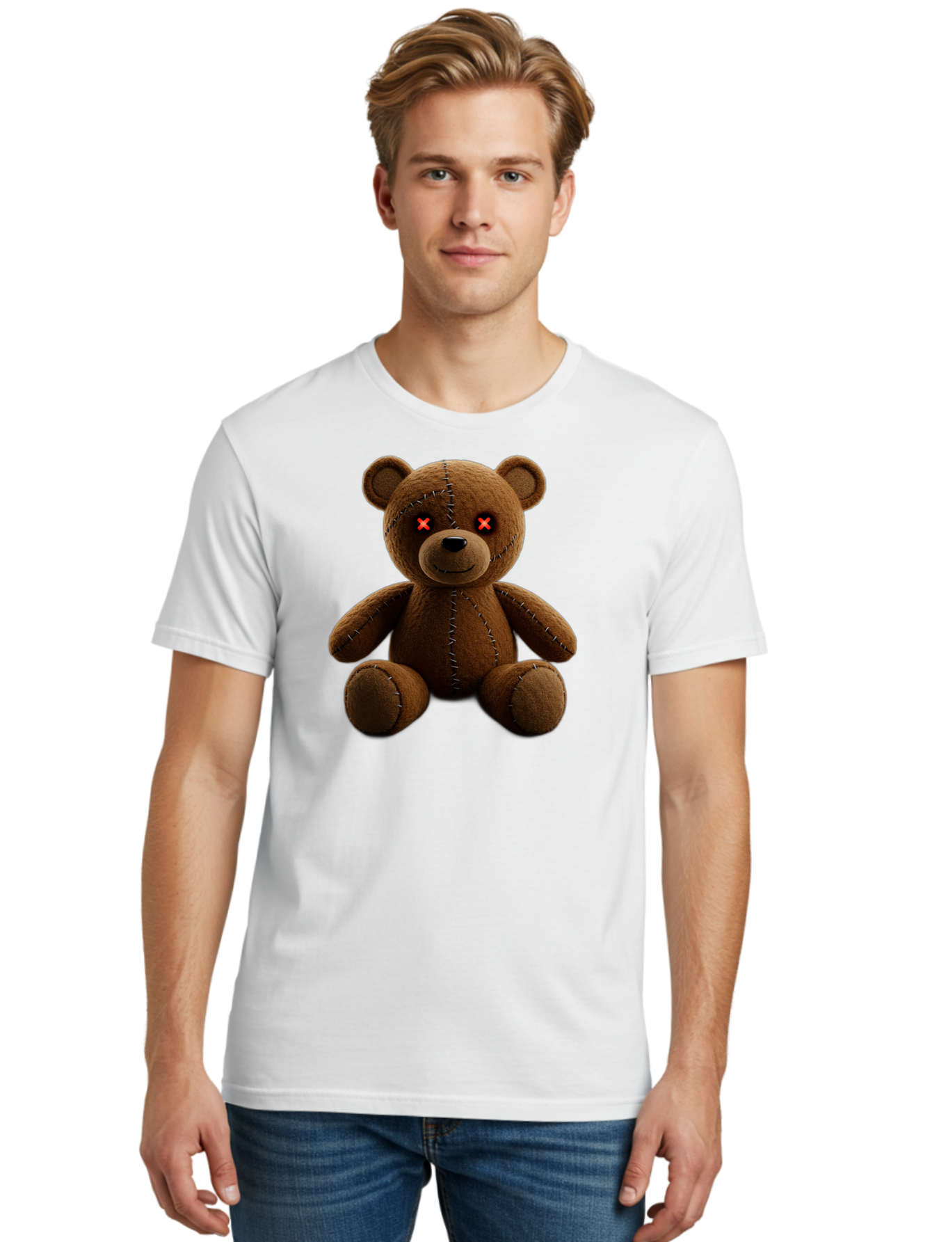 Voodoo-Teddy-Bear-12 Men'S Graphic Tee, 100% Cotton, Comfortable Casual Summer Wear, Machine Washable, Vintage Camera, Old Camera, Antique Camera, Black Camera, Classic Photography, Photography Equipment, Nostalgic Device, Film Camera, Bag076