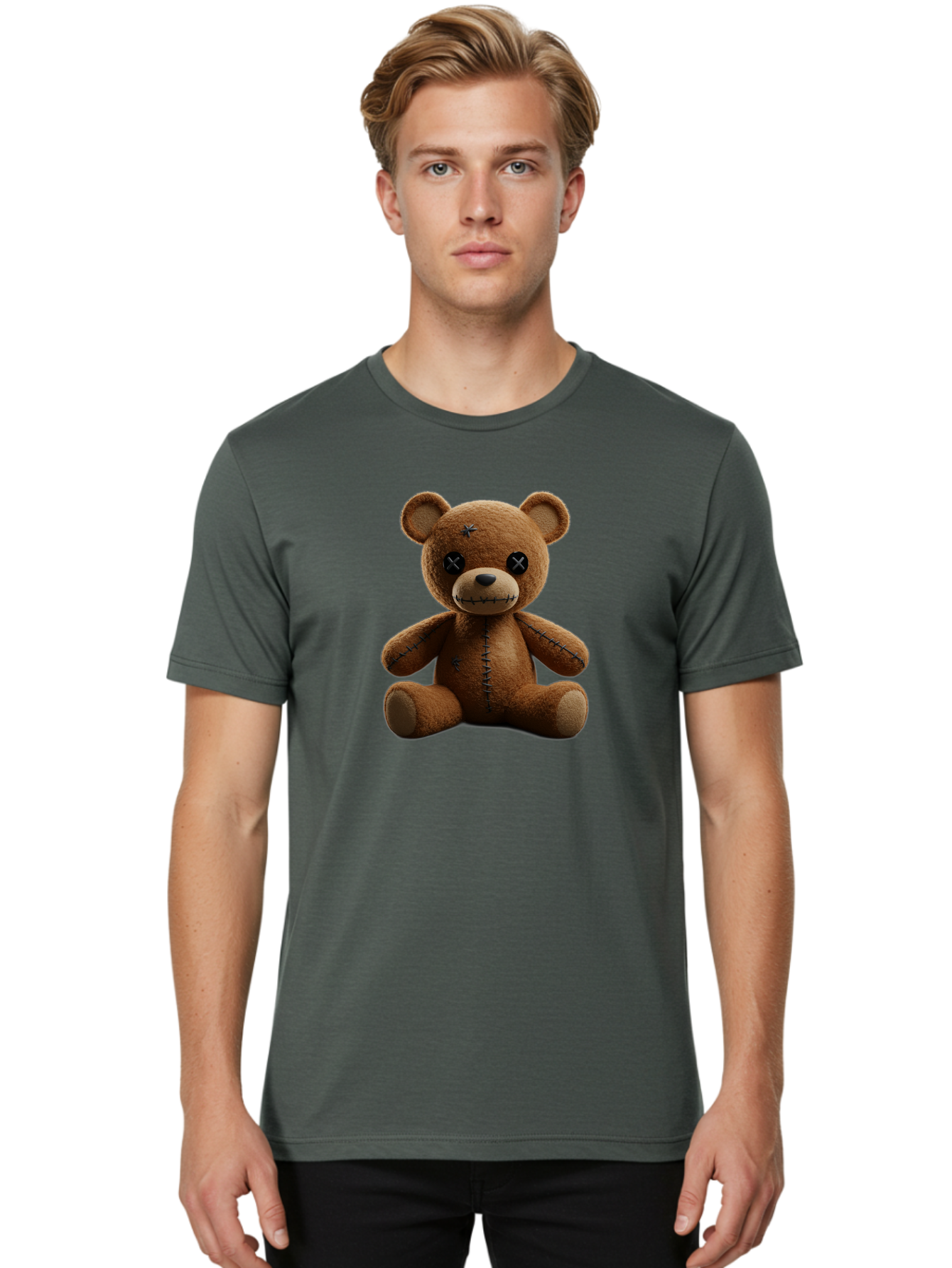 Voodoo-Teddy-Bear-4 Men'S Graphic Tee, 100% Cotton, Comfortable Casual Summer Wear, Machine Washable, Vintage Camera, Old Camera, Antique Camera, Black Camera, Classic Photography, Photography Equipment, Nostalgic Device, Film Camera, Bag082