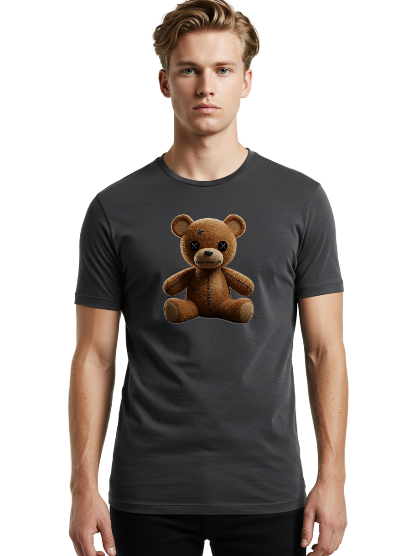Voodoo-Teddy-Bear-4 Men'S Graphic Tee, 100% Cotton, Comfortable Casual Summer Wear, Machine Washable, Vintage Camera, Old Camera, Antique Camera, Black Camera, Classic Photography, Photography Equipment, Nostalgic Device, Film Camera, Bag082