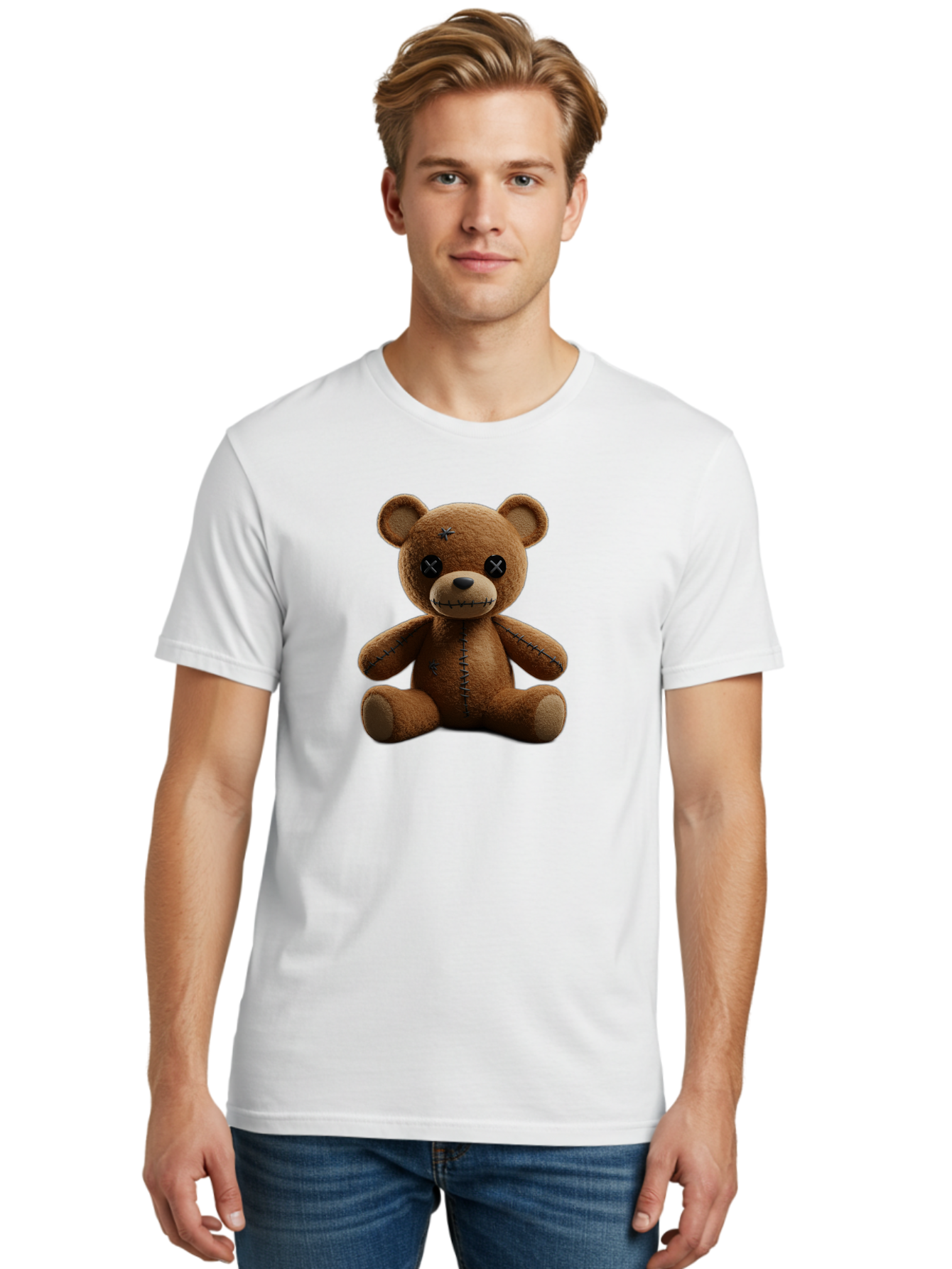 Voodoo-Teddy-Bear-4 Men'S Graphic Tee, 100% Cotton, Comfortable Casual Summer Wear, Machine Washable, Vintage Camera, Old Camera, Antique Camera, Black Camera, Classic Photography, Photography Equipment, Nostalgic Device, Film Camera, Bag082