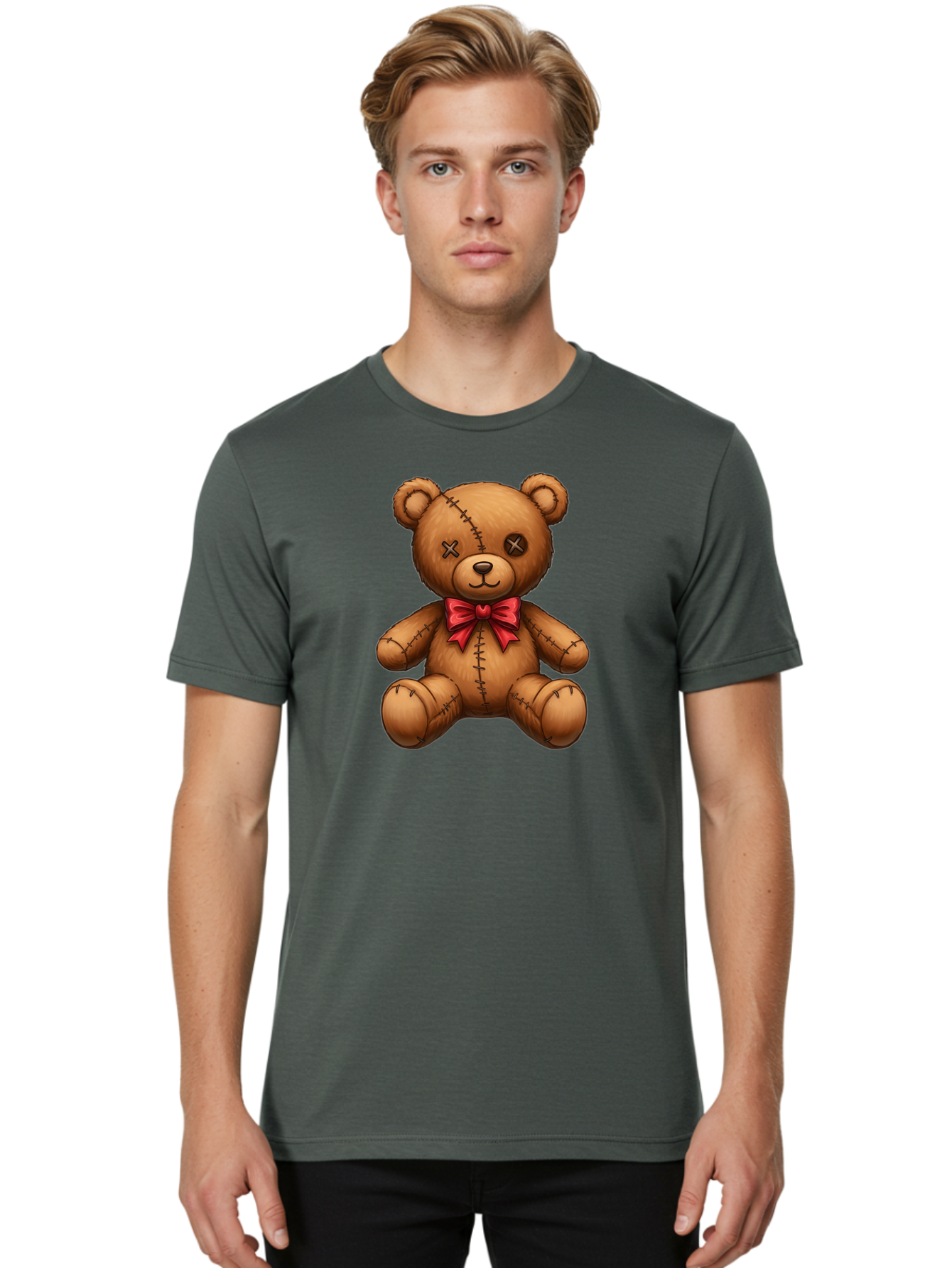 Voodoo-Teddy-Bear-8 Men'S Graphic Tee, 100% Cotton, Comfortable Casual Summer Wear, Machine Washable, Vintage Camera, Old Camera, Antique Camera, Black Camera, Classic Photography, Photography Equipment, Nostalgic Device, Film Camera, Bag086