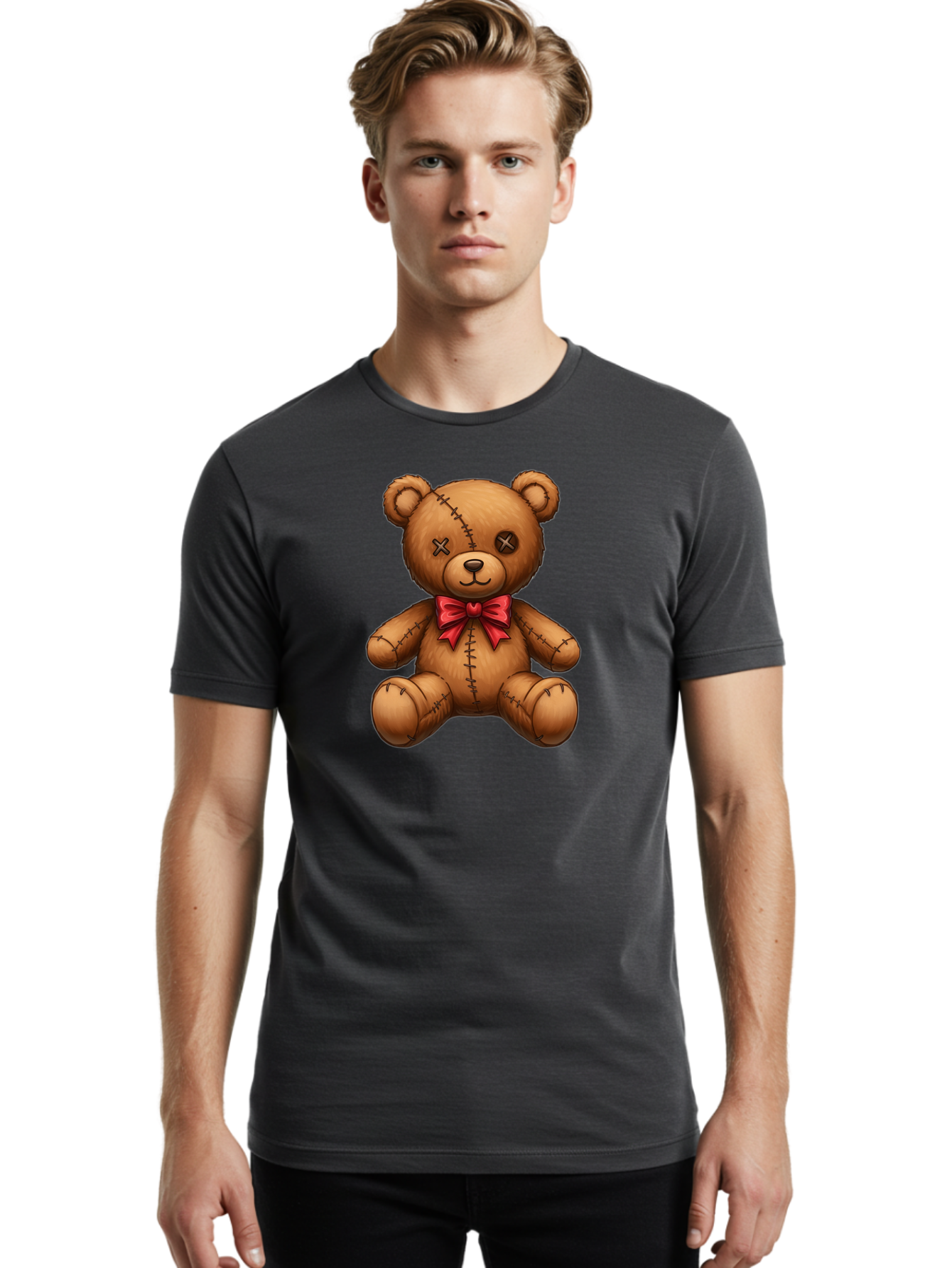 Voodoo-Teddy-Bear-8 Men'S Graphic Tee, 100% Cotton, Comfortable Casual Summer Wear, Machine Washable, Vintage Camera, Old Camera, Antique Camera, Black Camera, Classic Photography, Photography Equipment, Nostalgic Device, Film Camera, Bag086